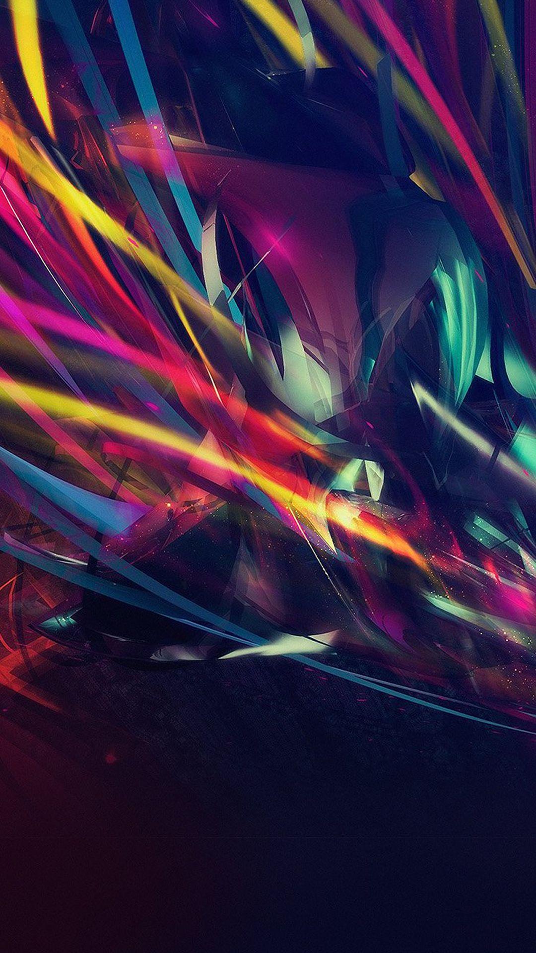 1080x1920 Colorful Line Abstract Art Dark Pattern iPhone 8 Wallpaper Free