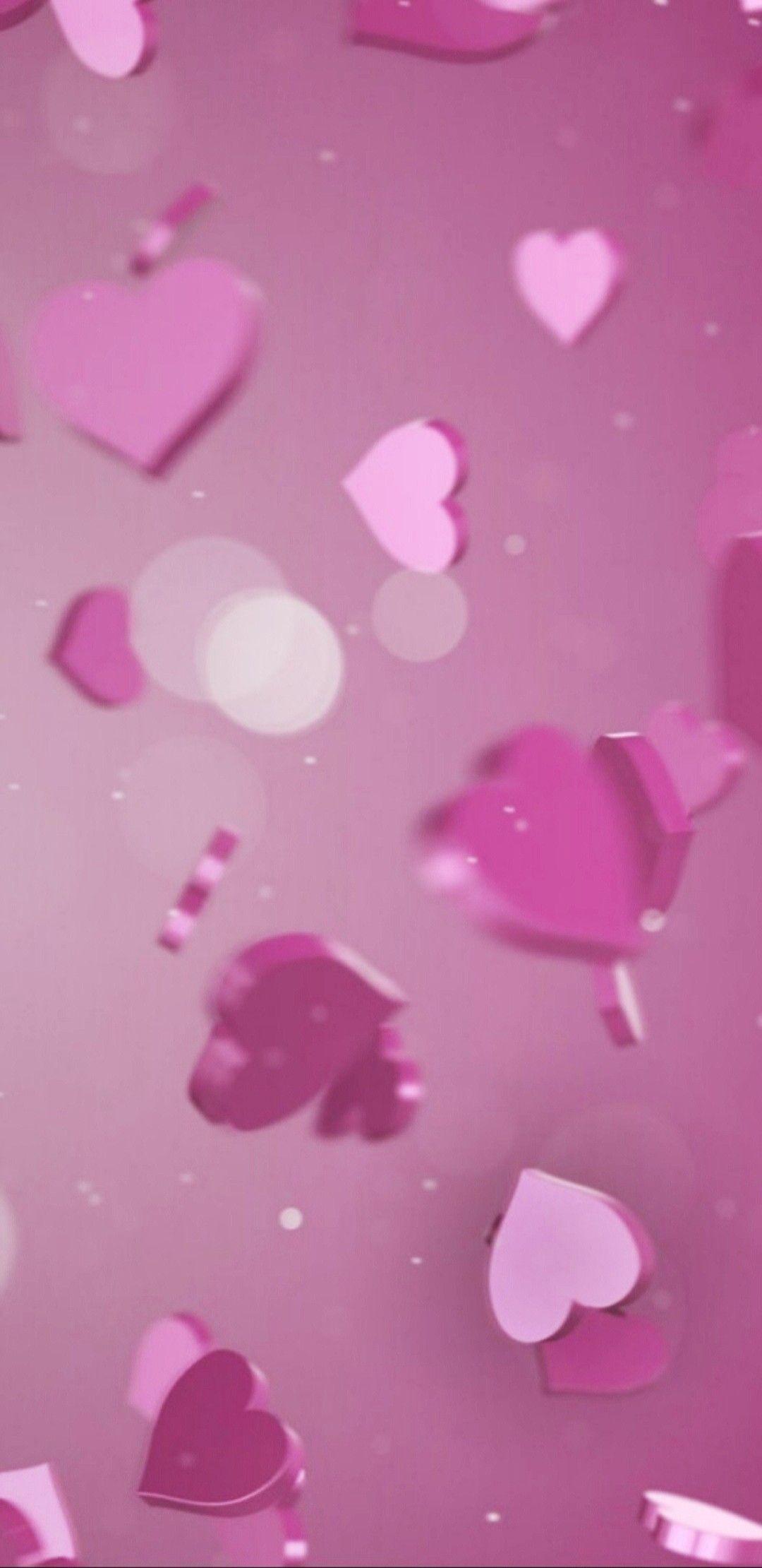 1080x2220 iPhone Wallpaper. Pink, Heart, Purple, Petal, Material