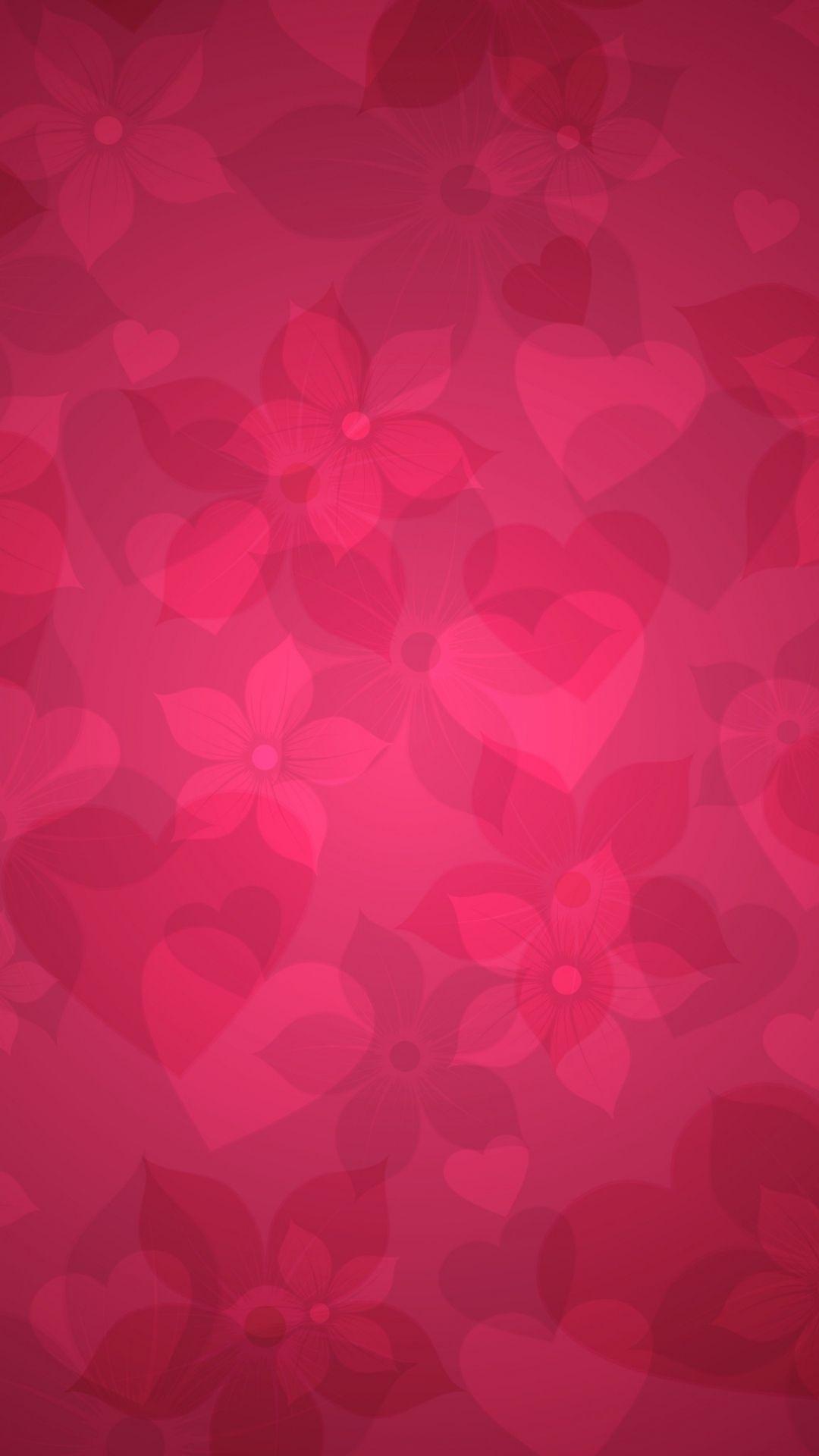 1080x1920 Texture pink heart hearts flowers iPhone 8 Wallpaper Free