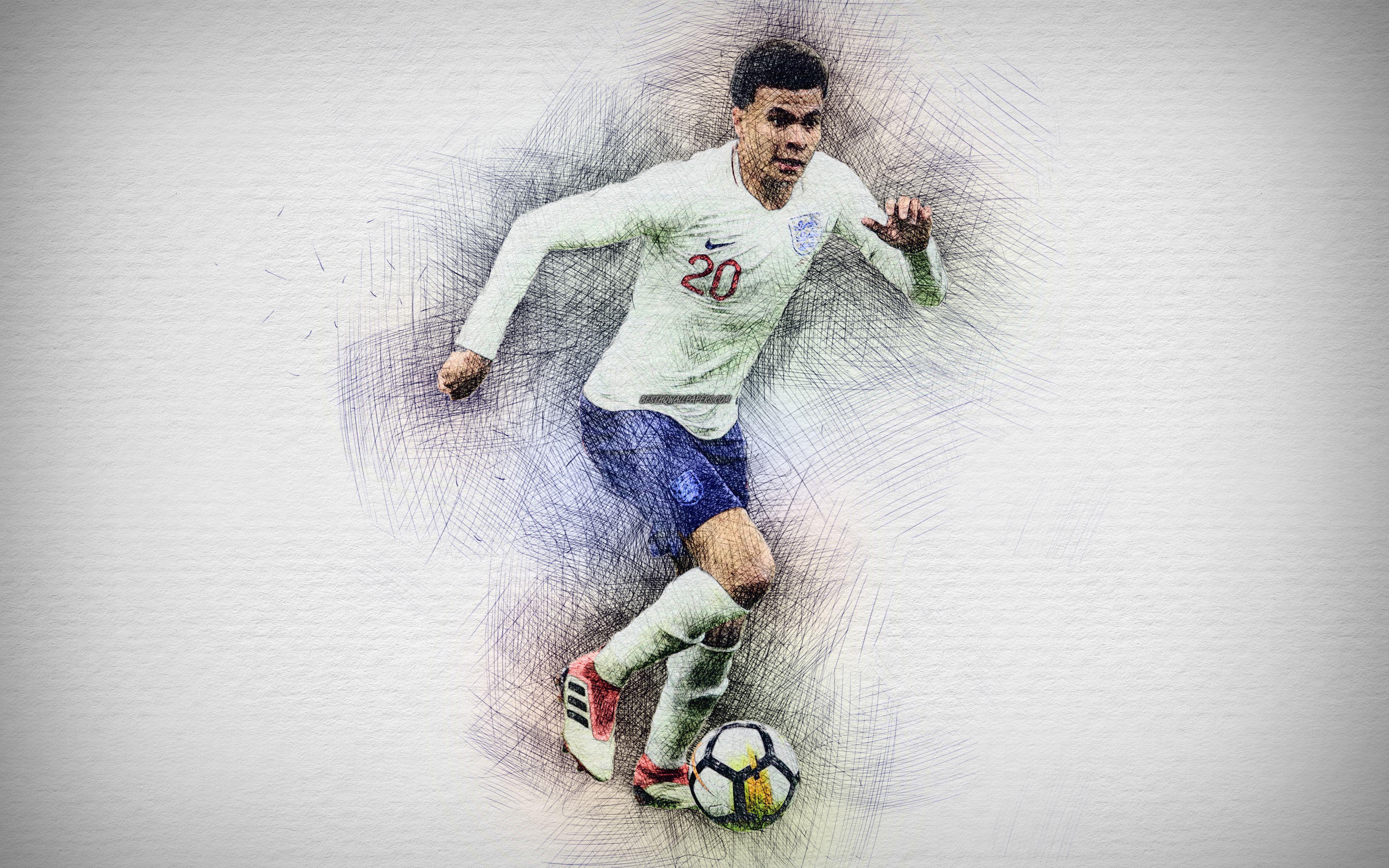 3840x2400 Download wallpaper 4k, Dele Alli, English football team