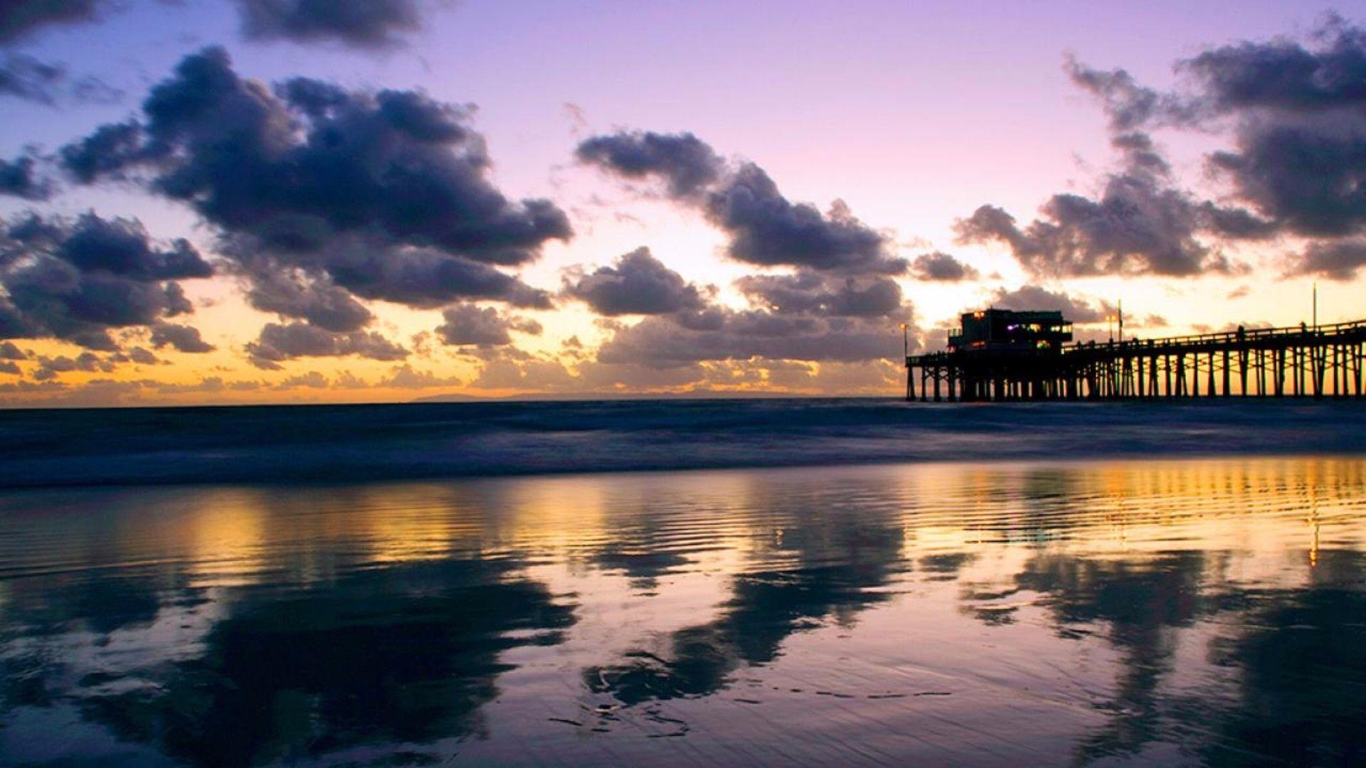 1920x1080 LA Sunset on the Beach HD Wallpaper