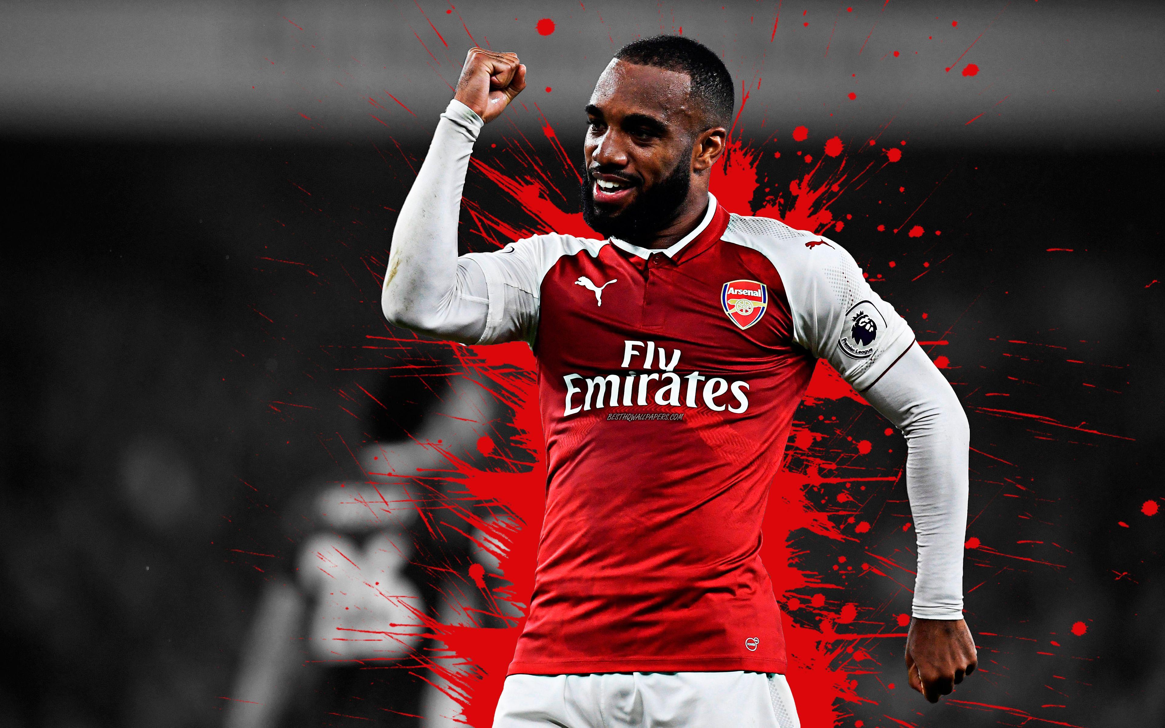 3840x2400 Download wallpaper Alexandre Lacazette, 4k, Arsenal FC, art