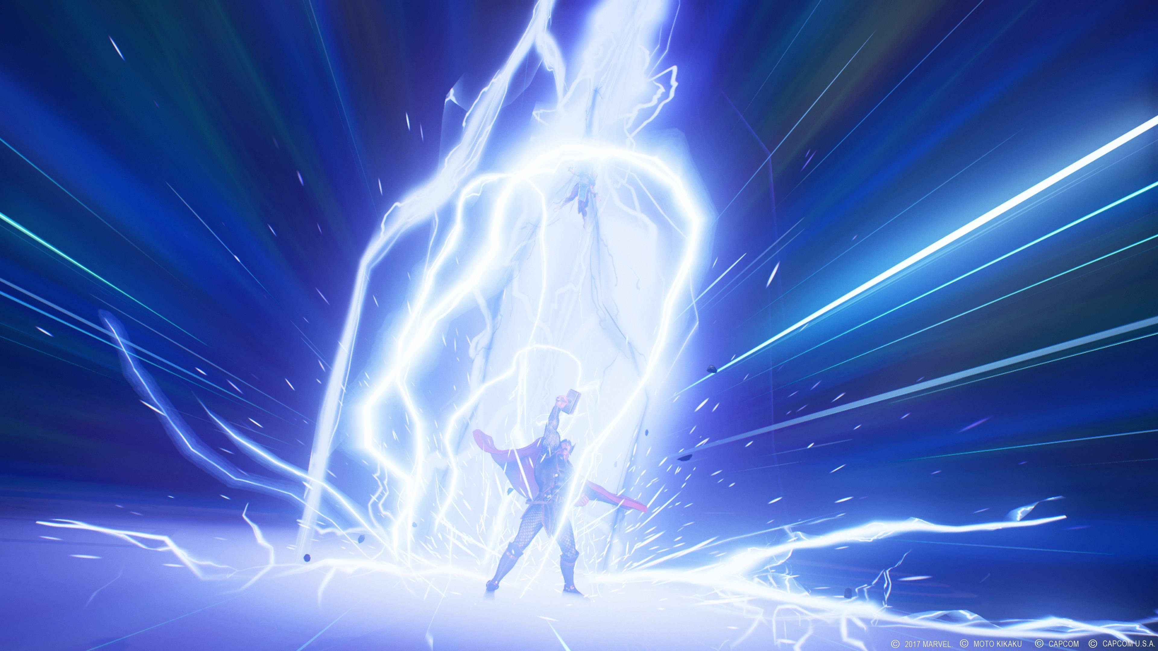 3840x2160 Cool Thor Lightning 4K Marvel vs. Capcom: Infinite wallpaper