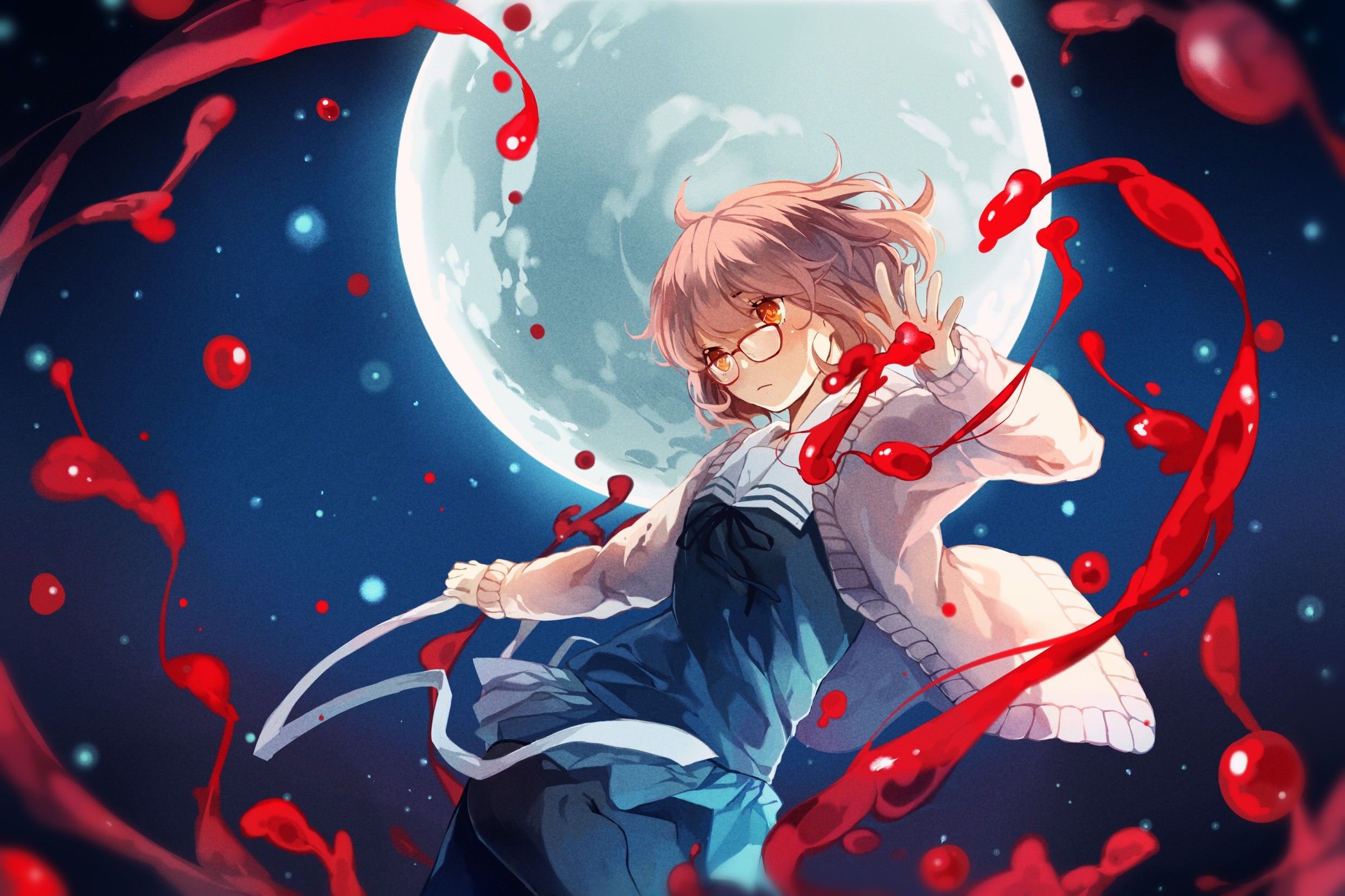2480x1653 red eyes, Kyoukai no Kanata, Kuriyama