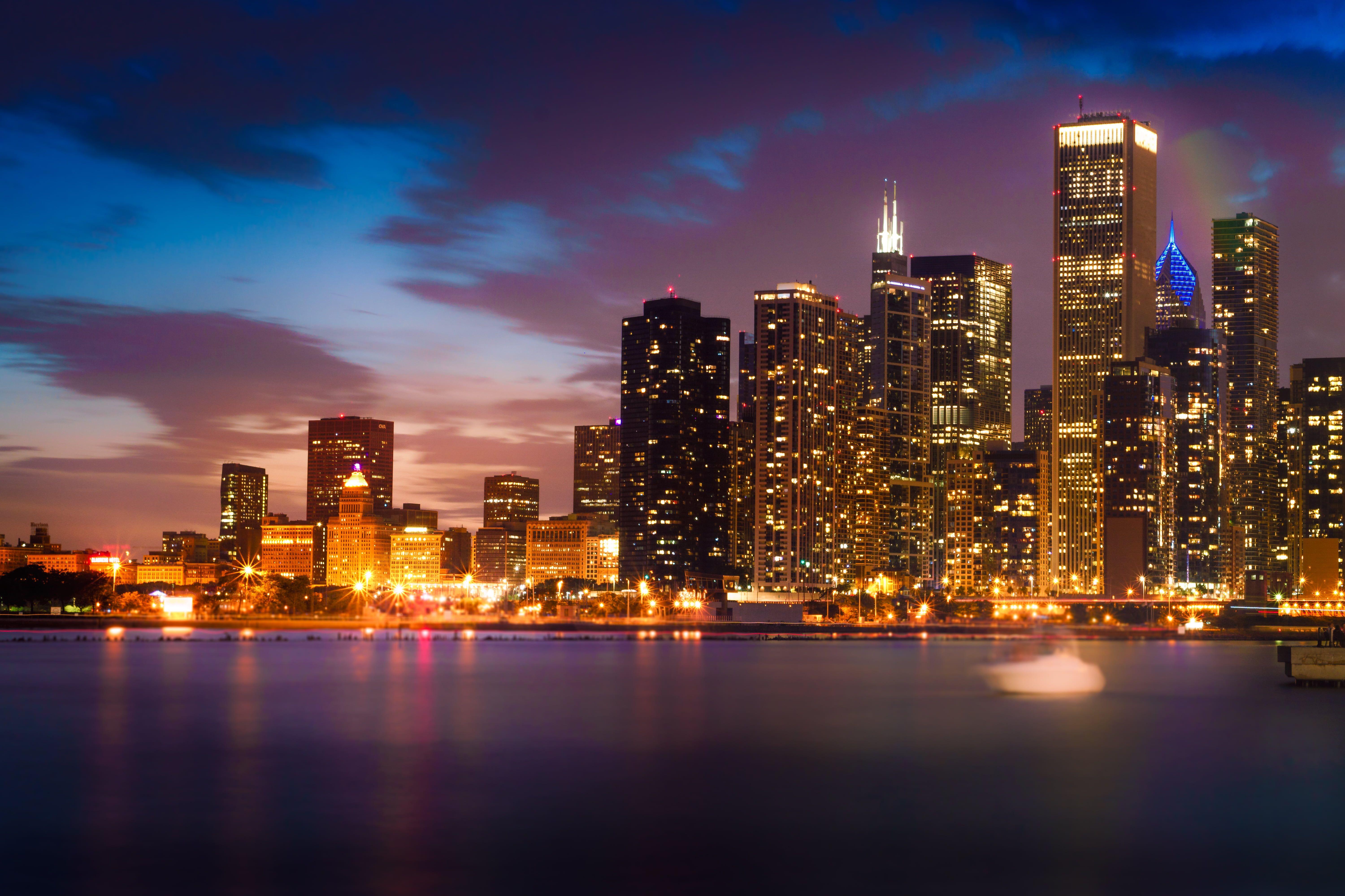 6000x4000 New York night skyline, windy city HD wallpaper. Wallpaper