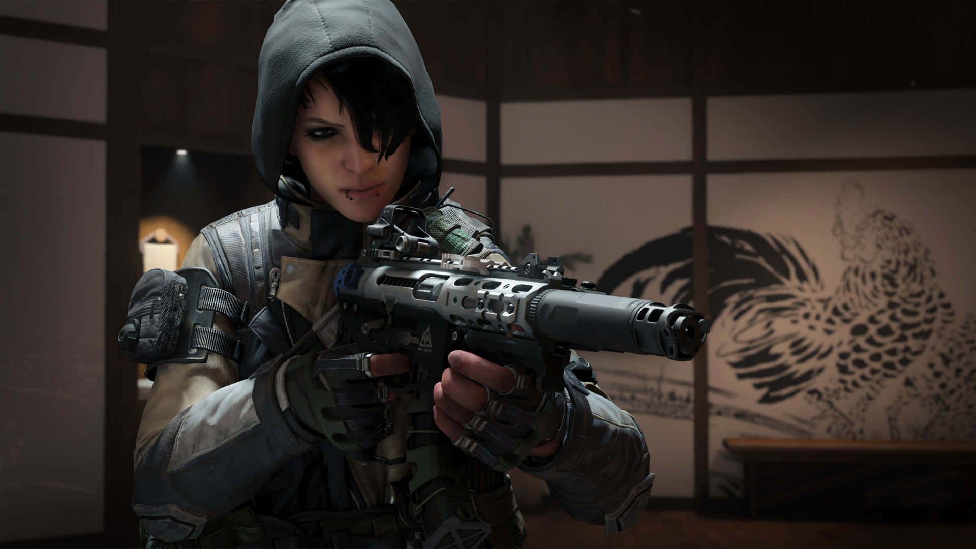 1920x1080 Modern Warfare Background Hooded Woman