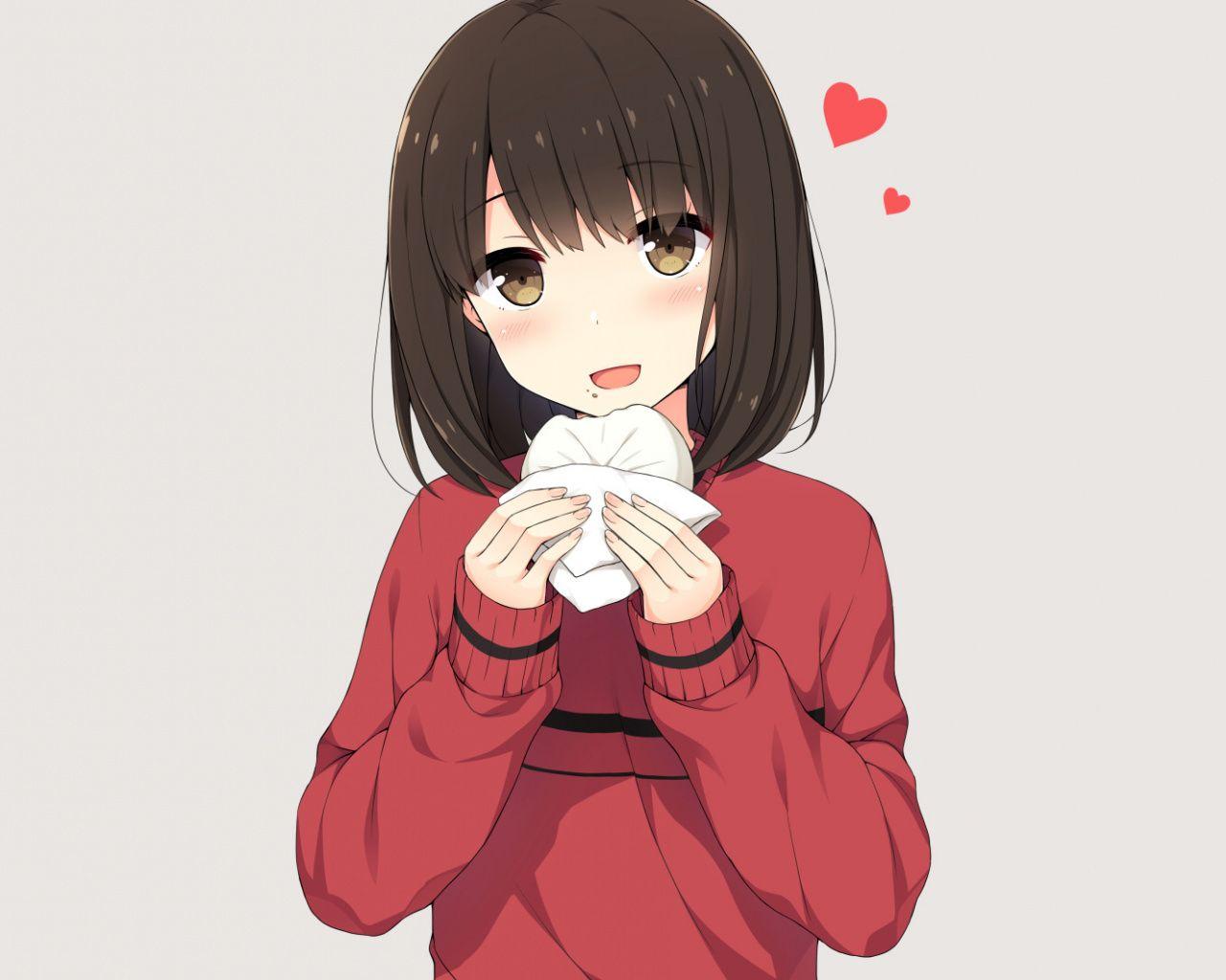 1280x1024 Download 1280x1024 wallpaper cute, girl eating, anime