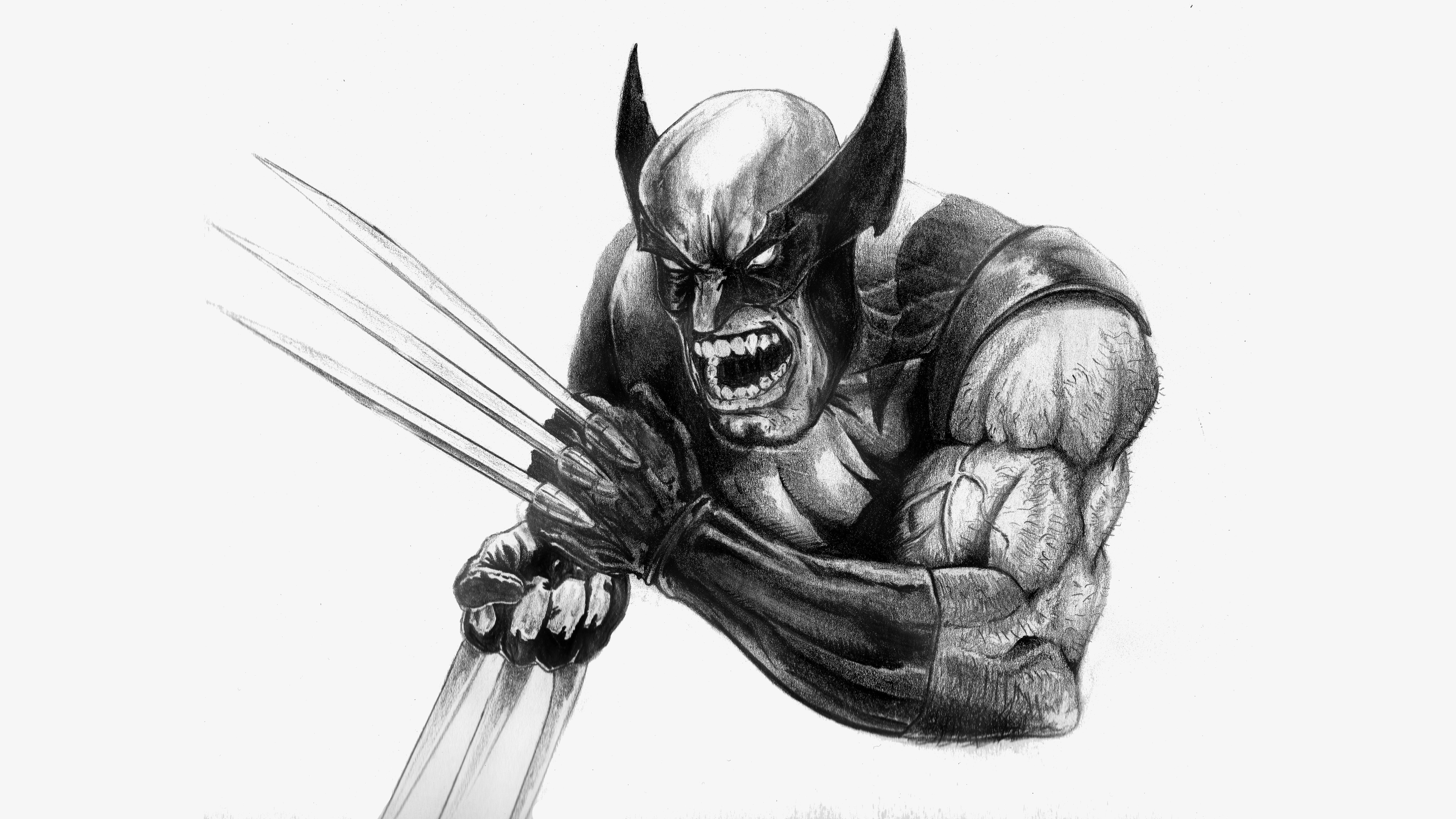 7680x4320 Wolverine Drawing (Black & White) 8K UHD 16:9 7680x4320 Wallpaper