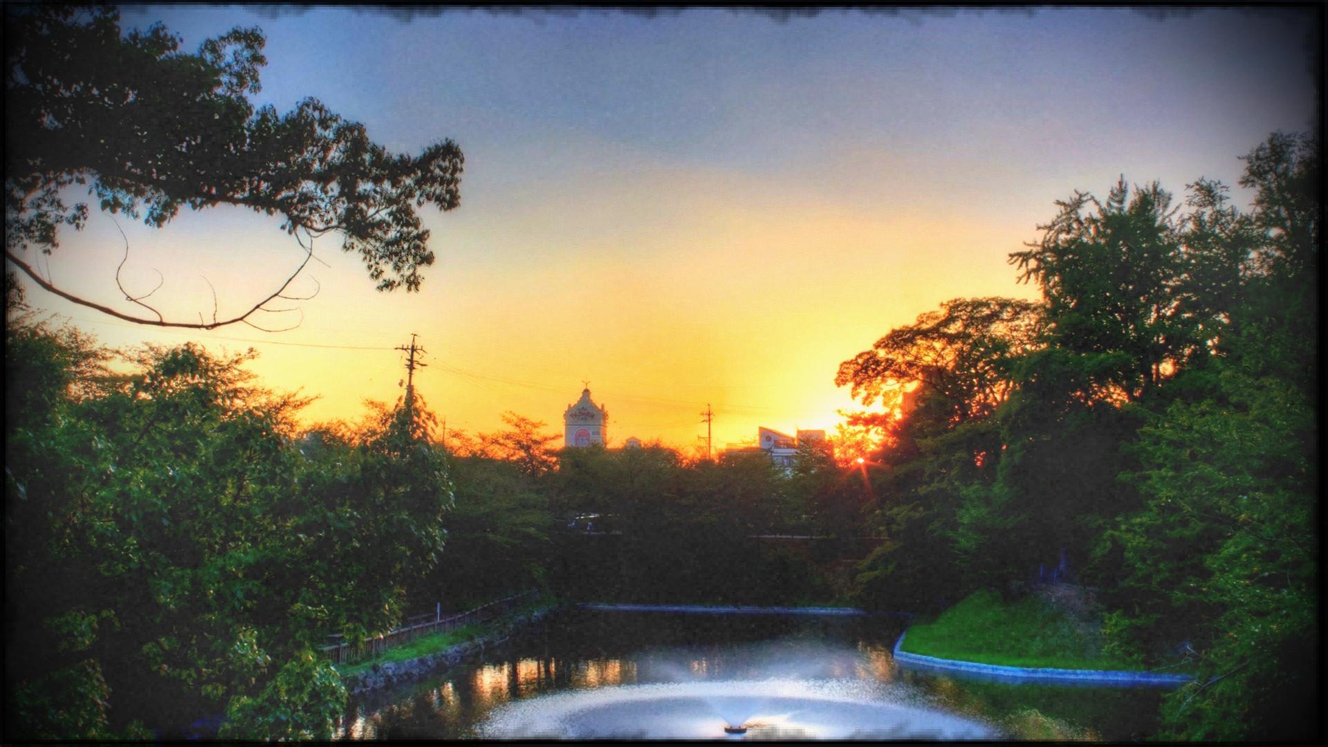 1920x1080 Pond Sunset Japanese Landscape Wallpaper X Download Pondsunset