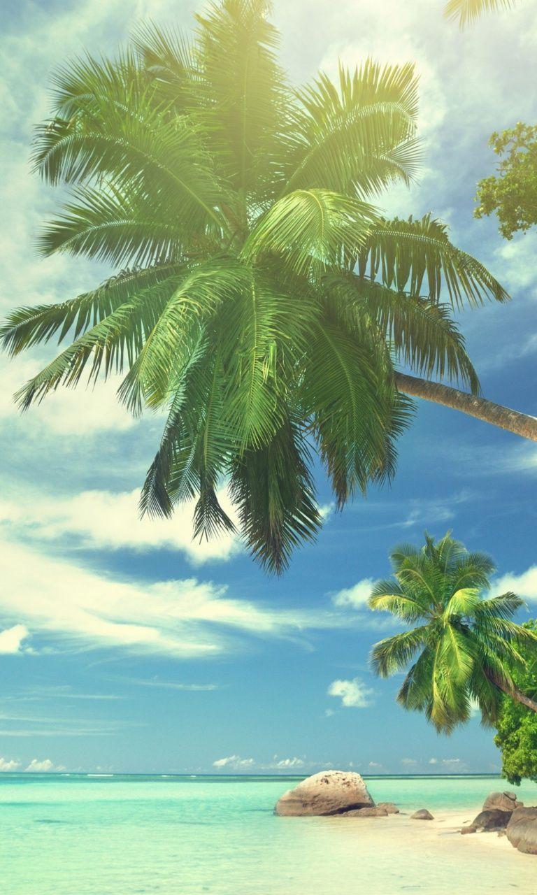 768x1280 Heart Tropical Beach Landscape Wallpaper