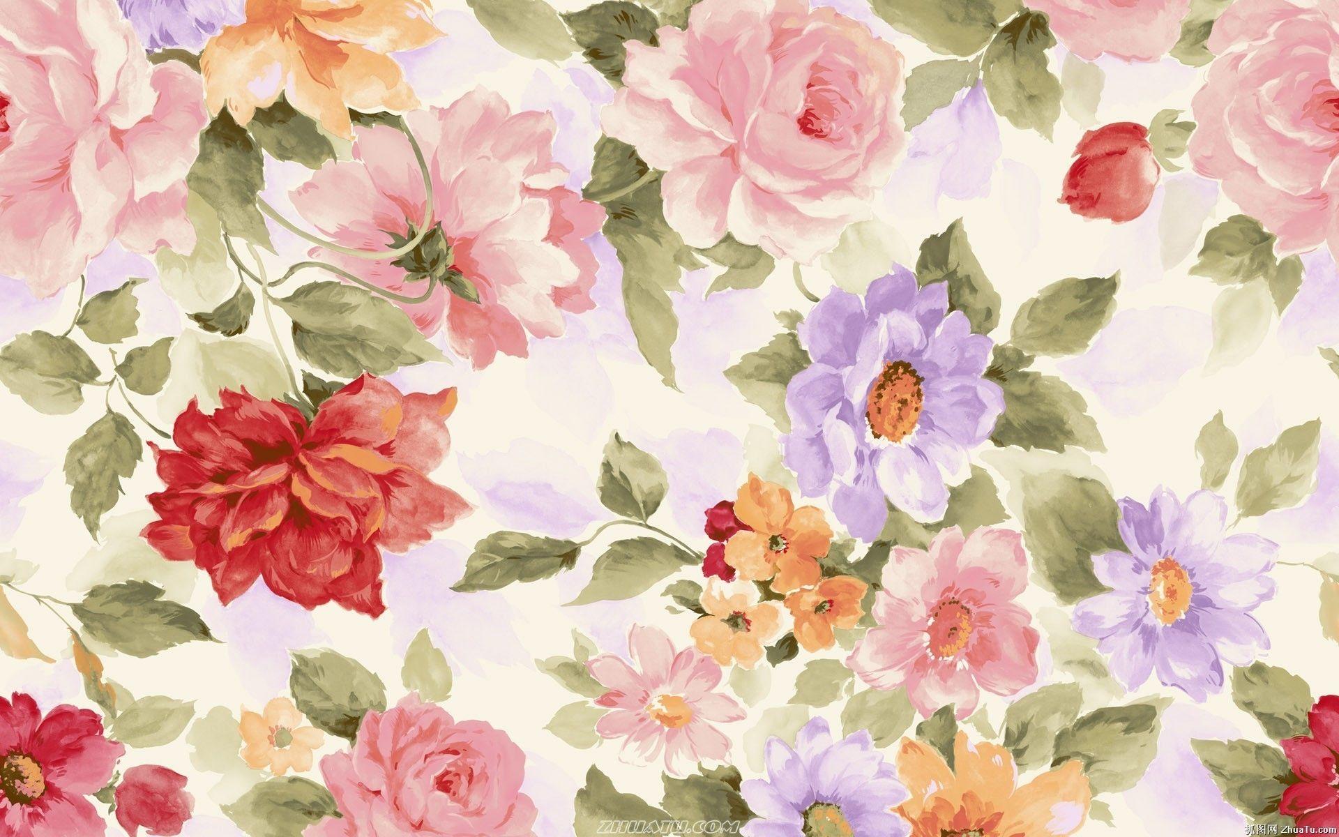 Watercolor Floral Pattern Wallpaper  High Quality Woven WallPaper  s   WallMantra