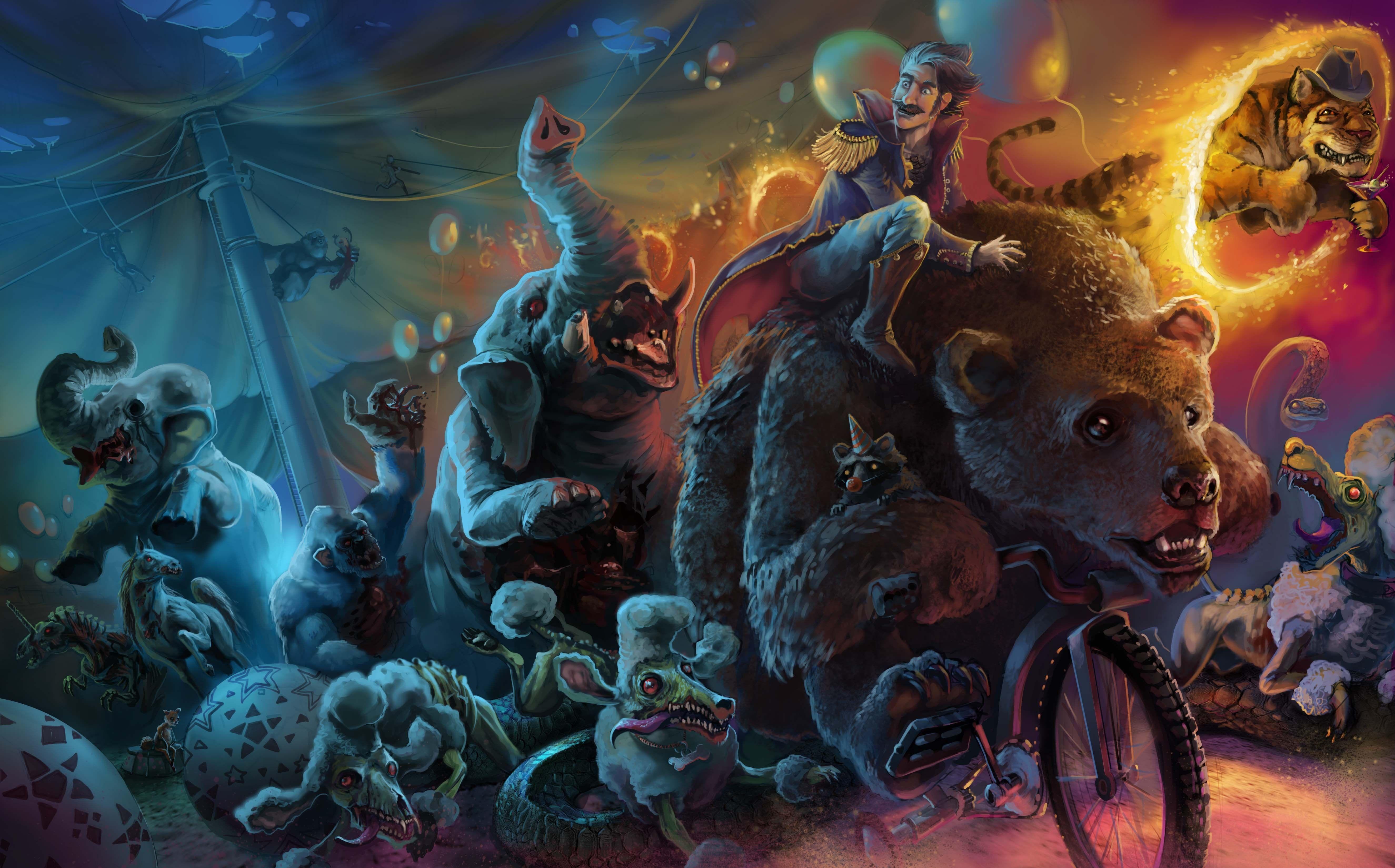 5300x3300 magical, Animals, Monster, Fantasy, Animal, Bear, Humor