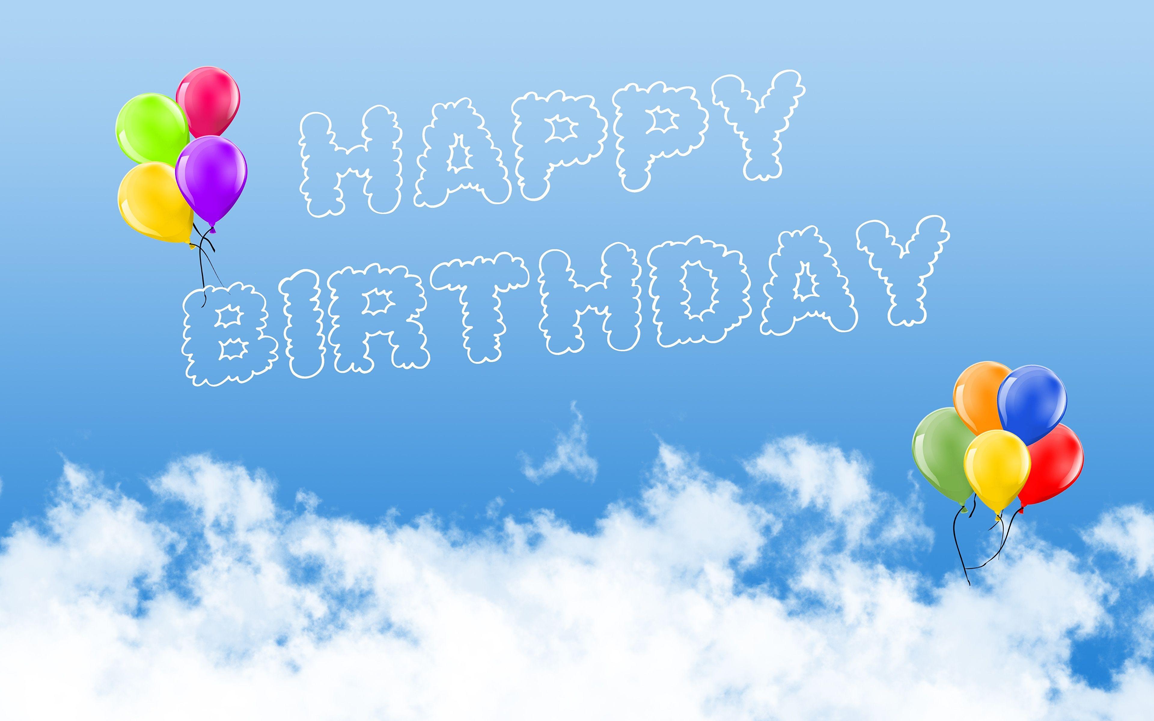 3840x2400 Desktop Wallpaper Birthday English Toy balloon Sky Clouds