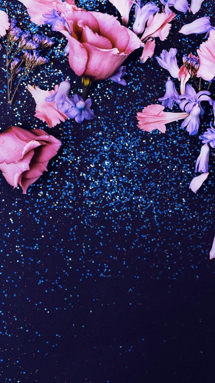 750x1334 Pink Glitter Roses iPhone 6 Wallpaper HD Download