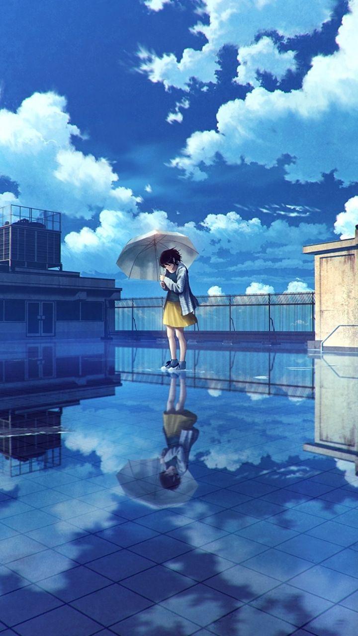 water Blue Touhou Night Scenic Yakumo Yukari Umbrellas Skyscapes  Reflections Anime Girls 