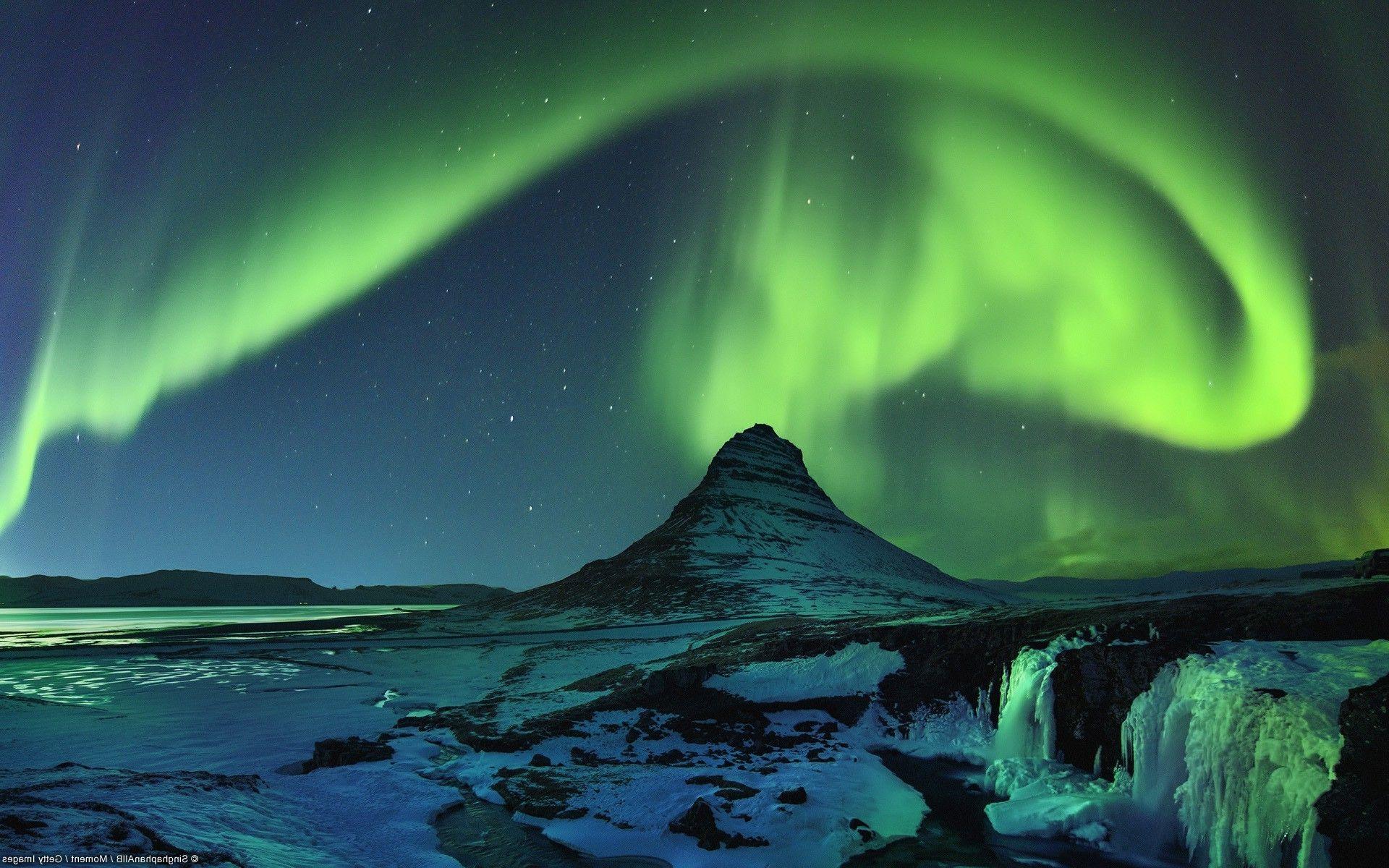 1920x1200 anime, Mountain, River, Nature, Landscape, Aurorae