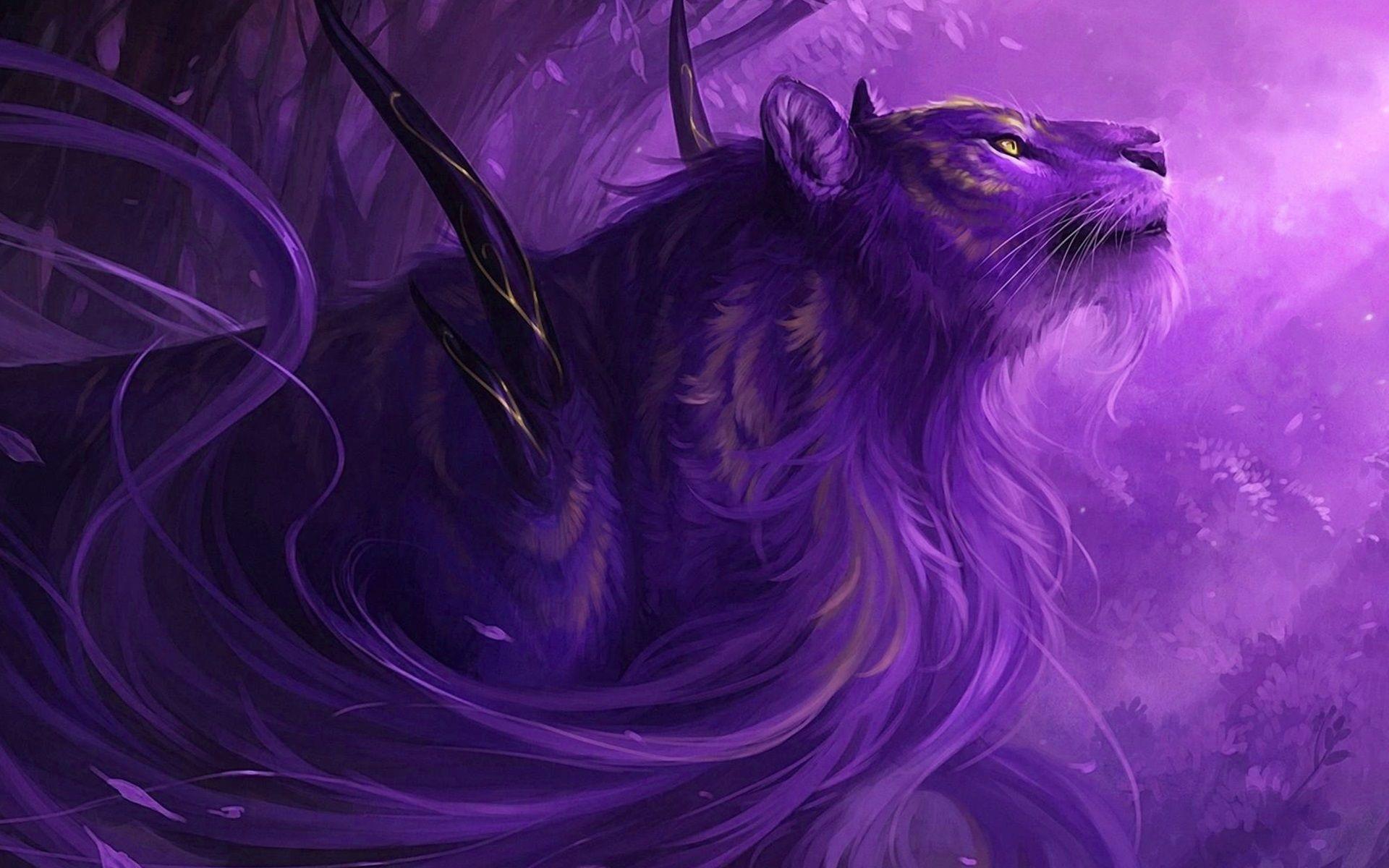 1920x1200 Purple Fantasy Lion Computer Wallpaper, Desktop Background