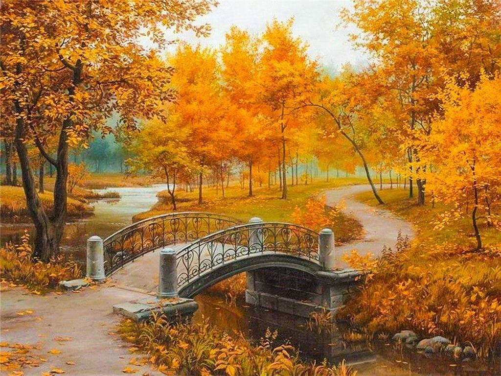 1024x768 Autumn Avenue Wallpaper
