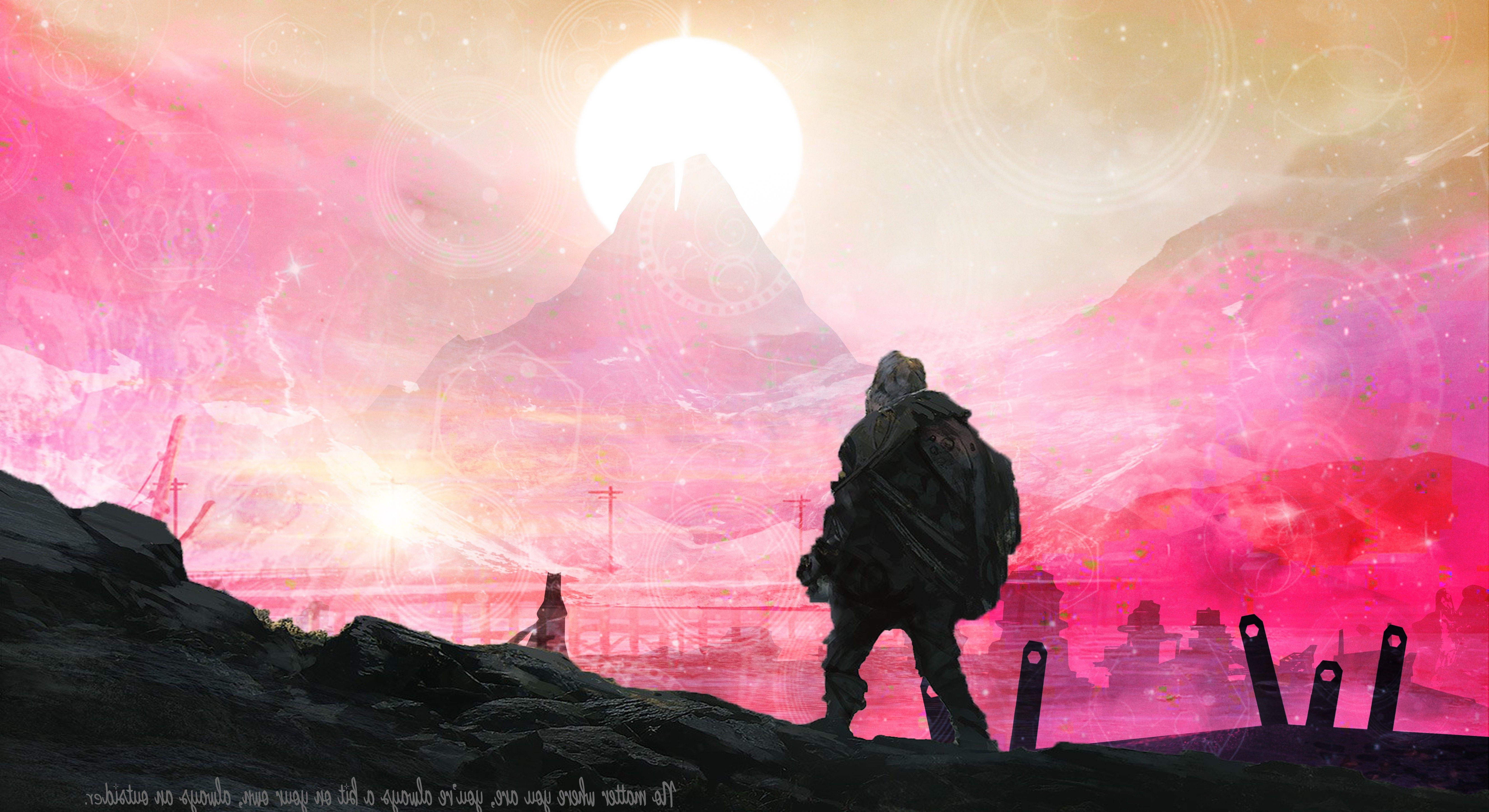 6600x3600 quote, Colorful, Time Travel, Journey (game), Mountain, Space, Sun