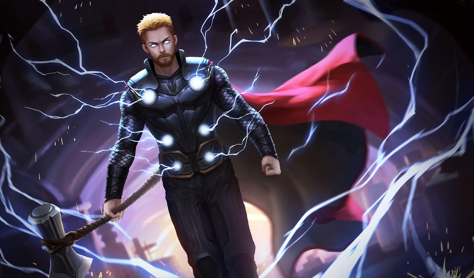 1920x1129 Thor With His New Hammer In Avengers Infinity War