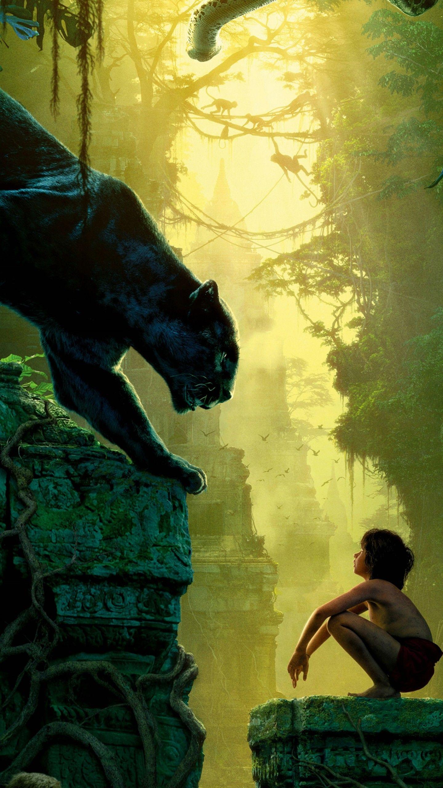 1440x2560 Wallpaper The Jungle Book, Mowgli, Bagheera, adventure