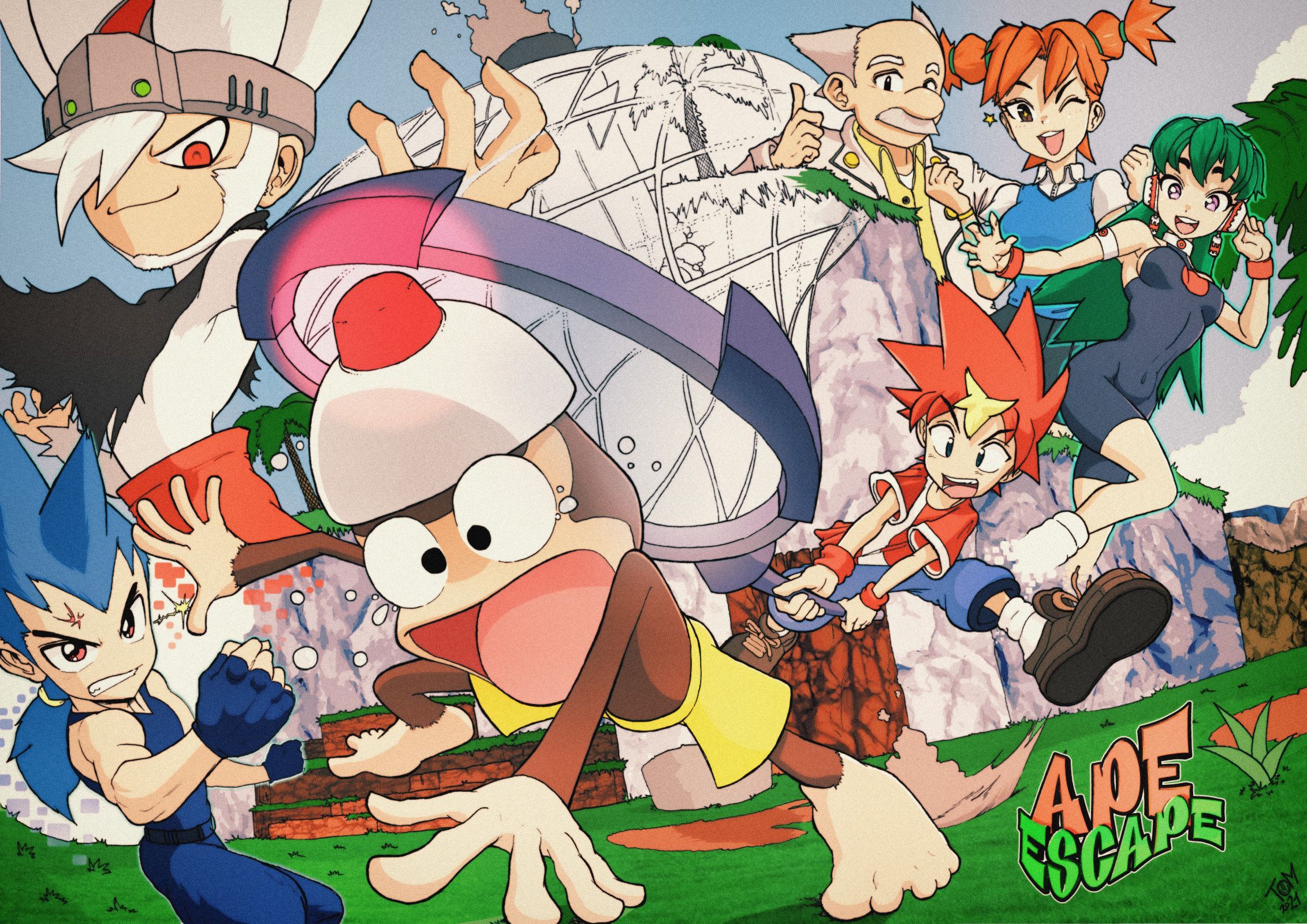 2263x1600 ape #escape #ps1 #playstation #fanart