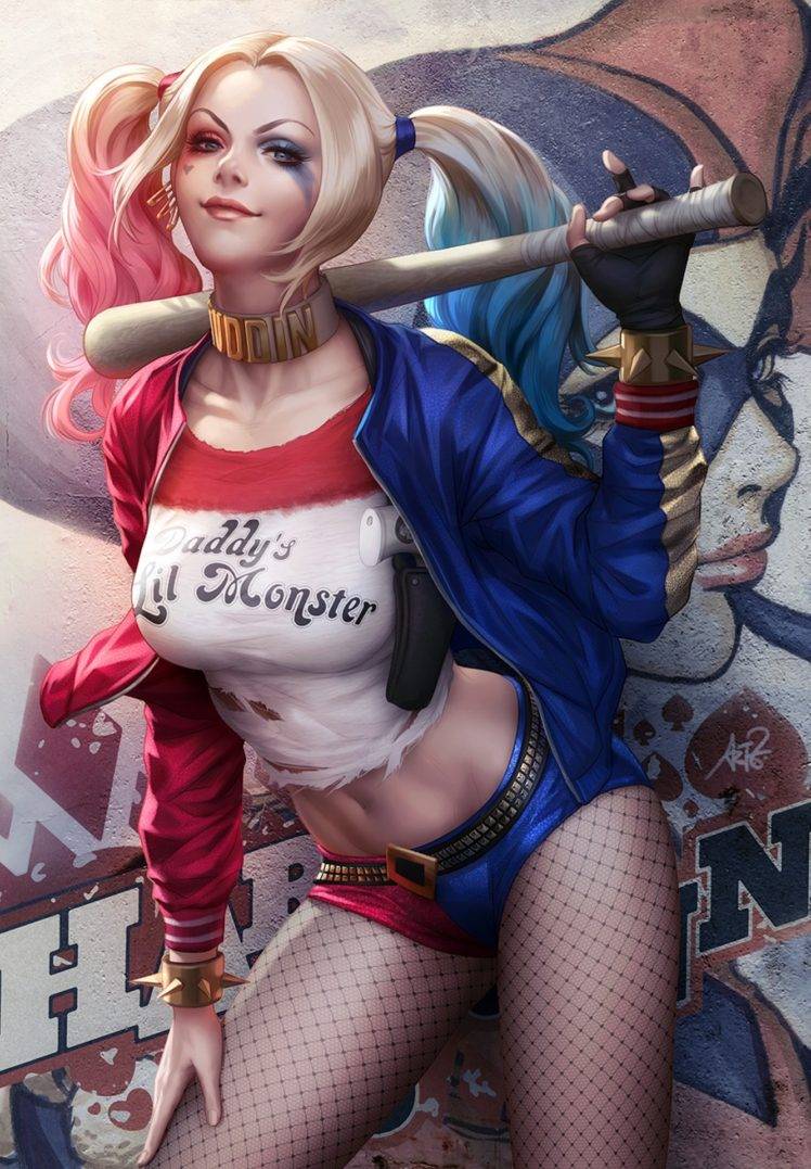 748x1077 artwork, Harley Quinn, Short shorts Wallpaper HD / Desktop