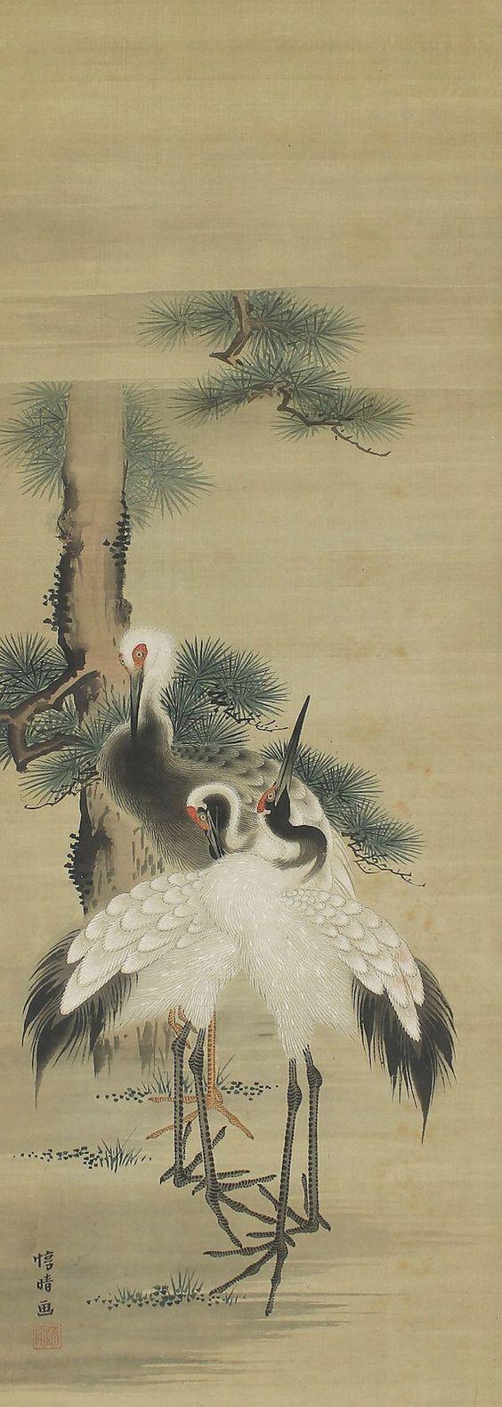 564x1579 Japanese Crane paintings