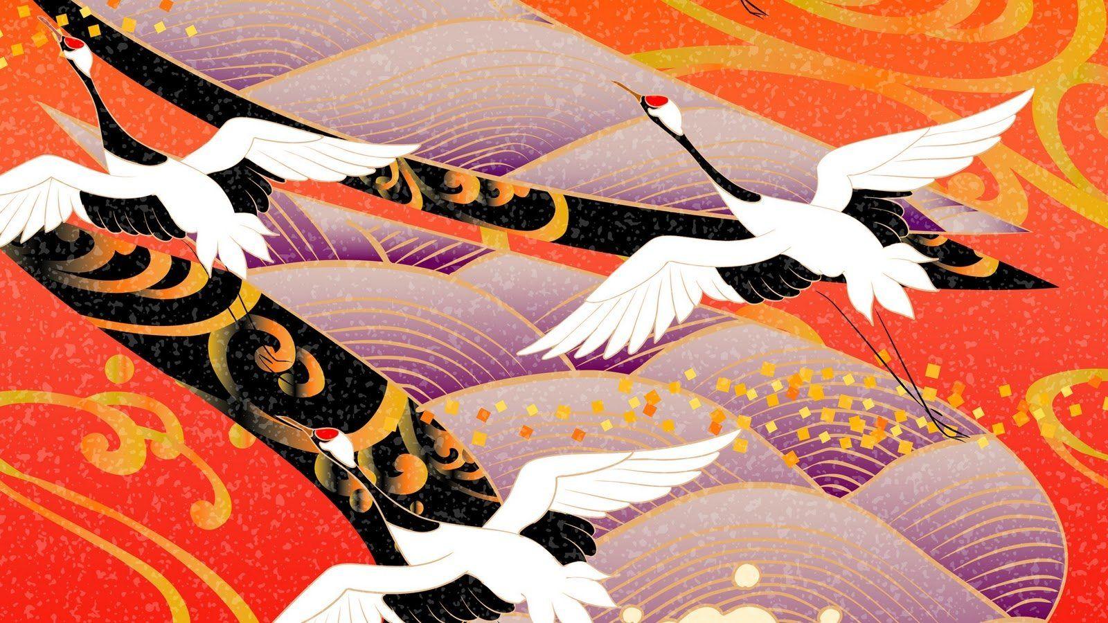 Japanese Crane Painting Of Birds Wallpapers Top Free Japanese Crane