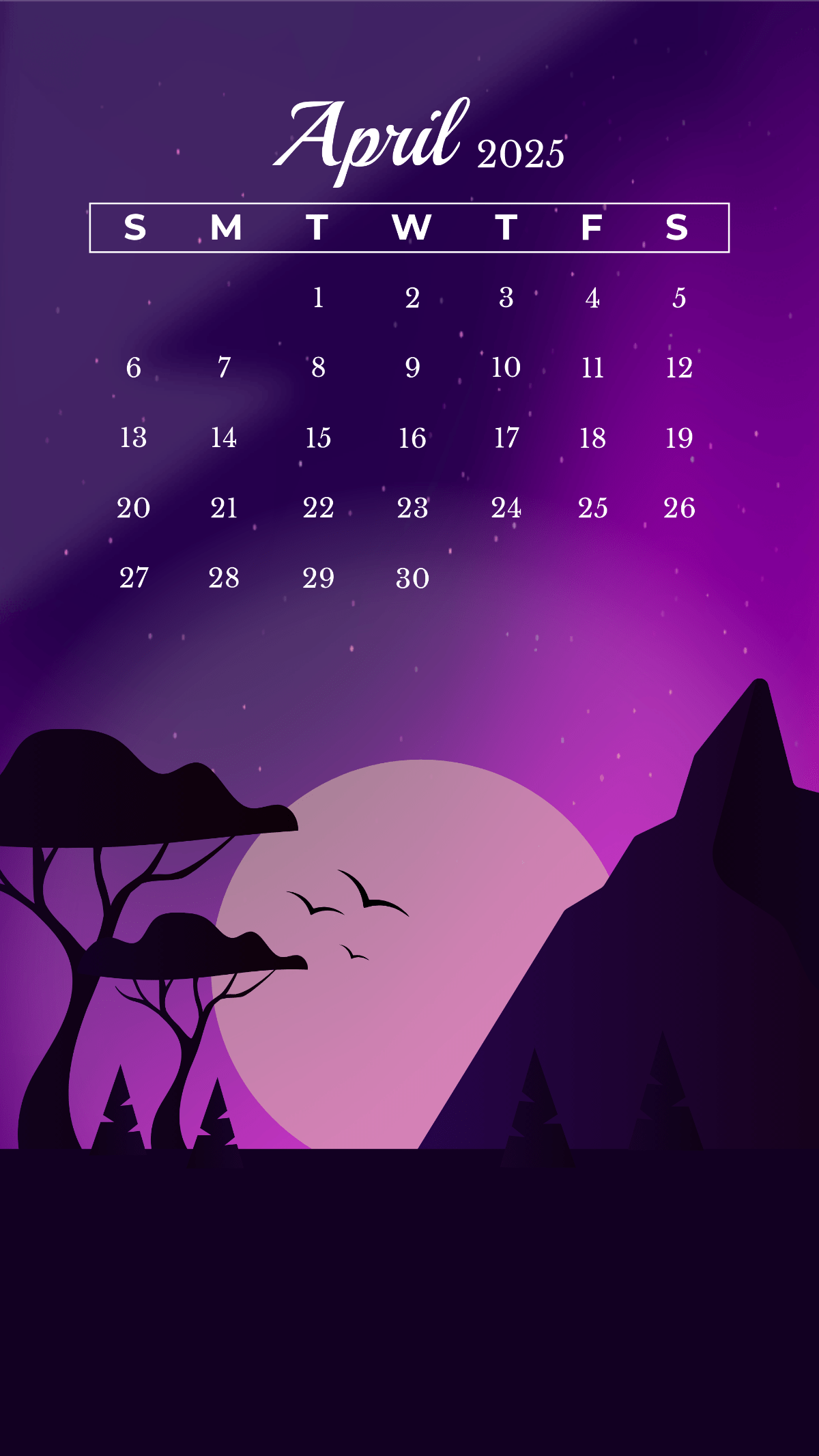 1200x2133 April 2025 Calendar Wallpaper Template