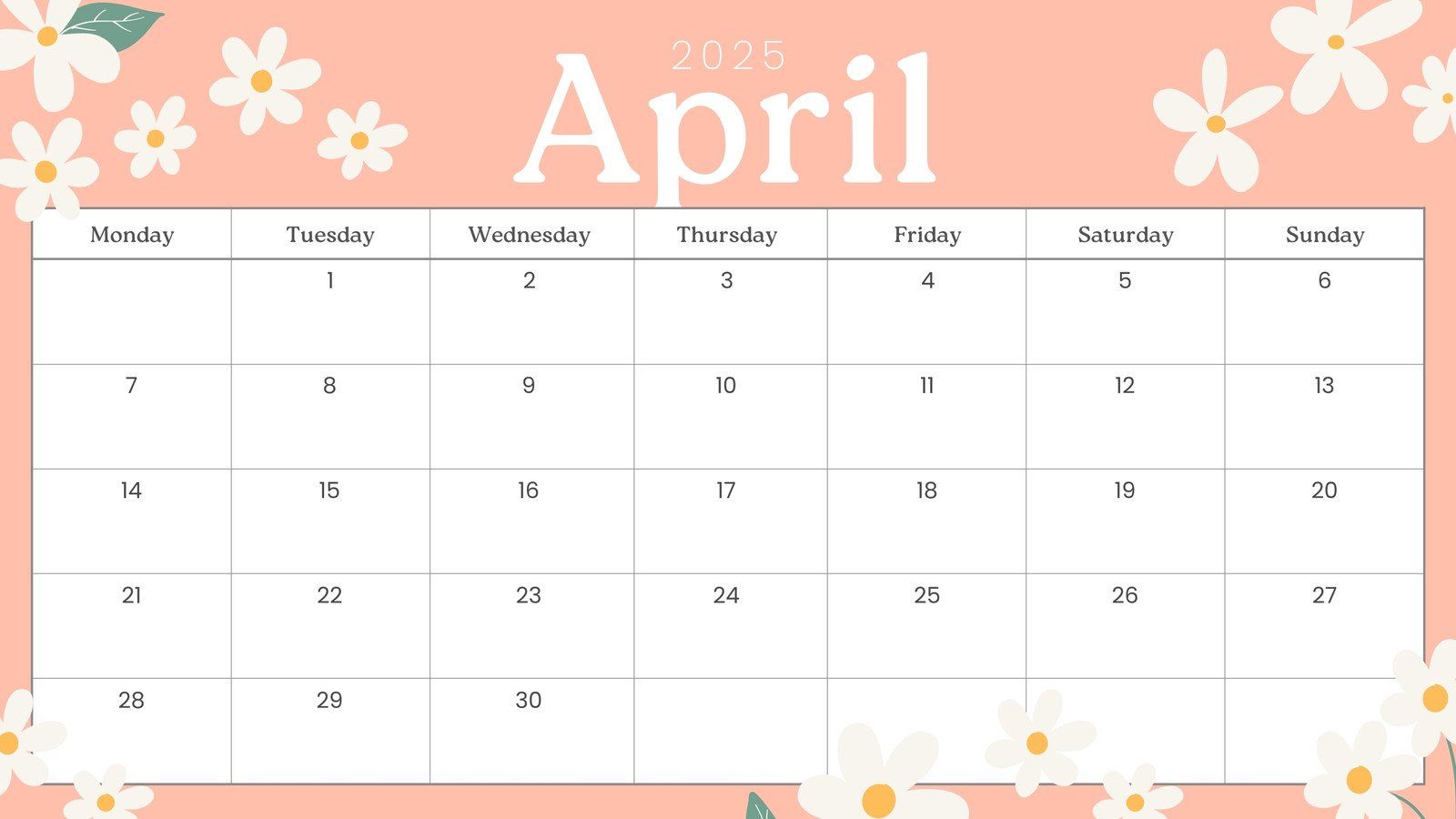 1600x900 Free and customizable april templates
