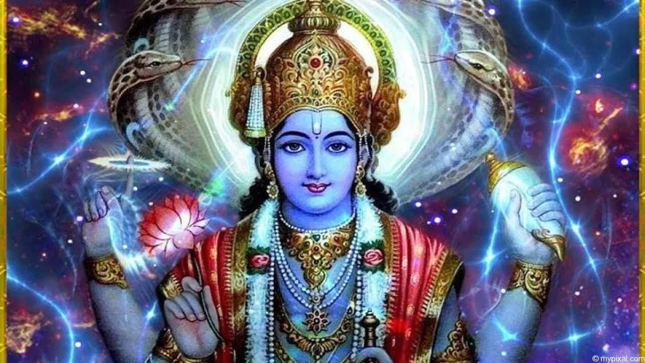 1280x720 Lord Vishnu In Galactic Background