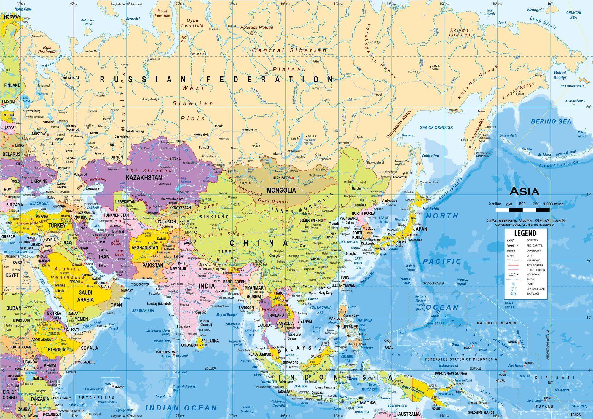 Political Map Of Asia Asia Map World Map Europe Political Map ...