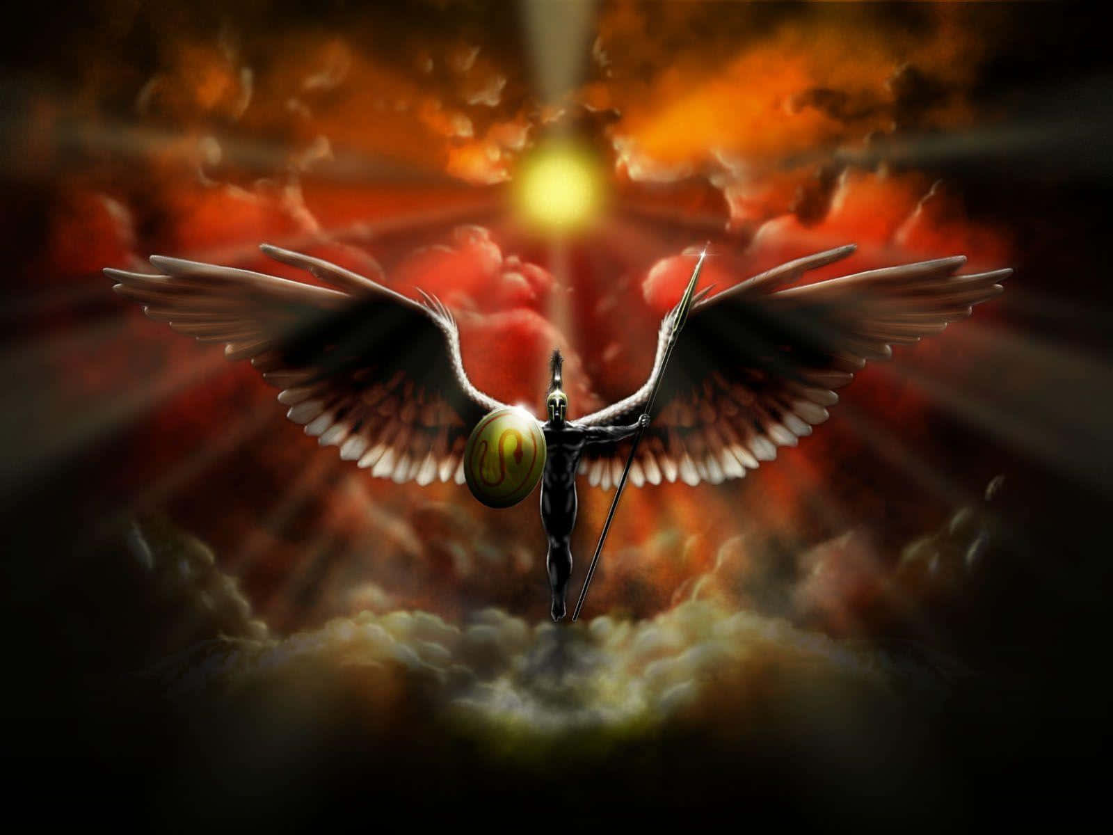 1600x1200 An Angel With Wings Flying Over