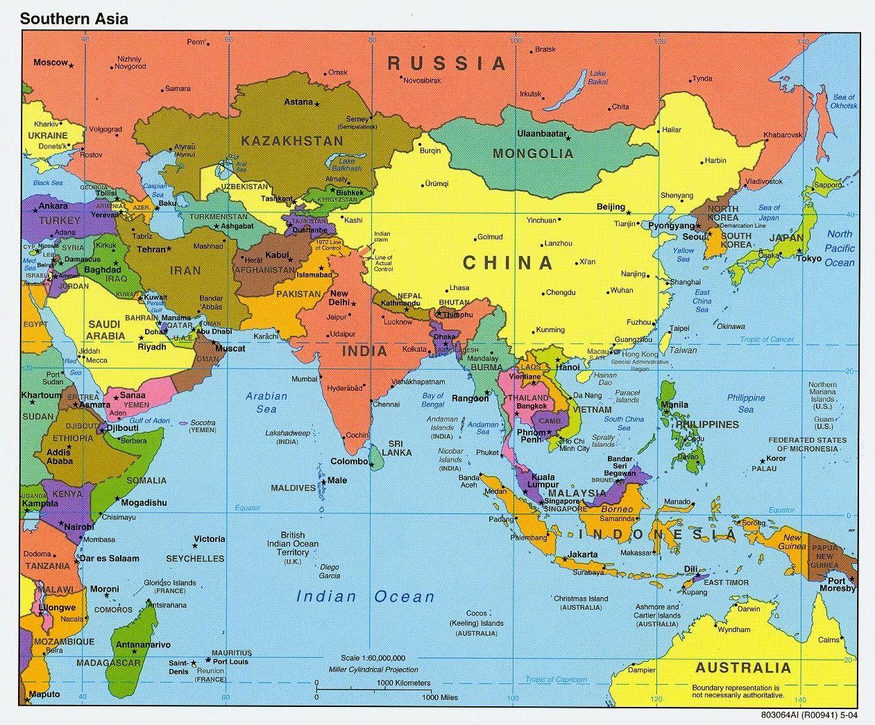 asia map countries only