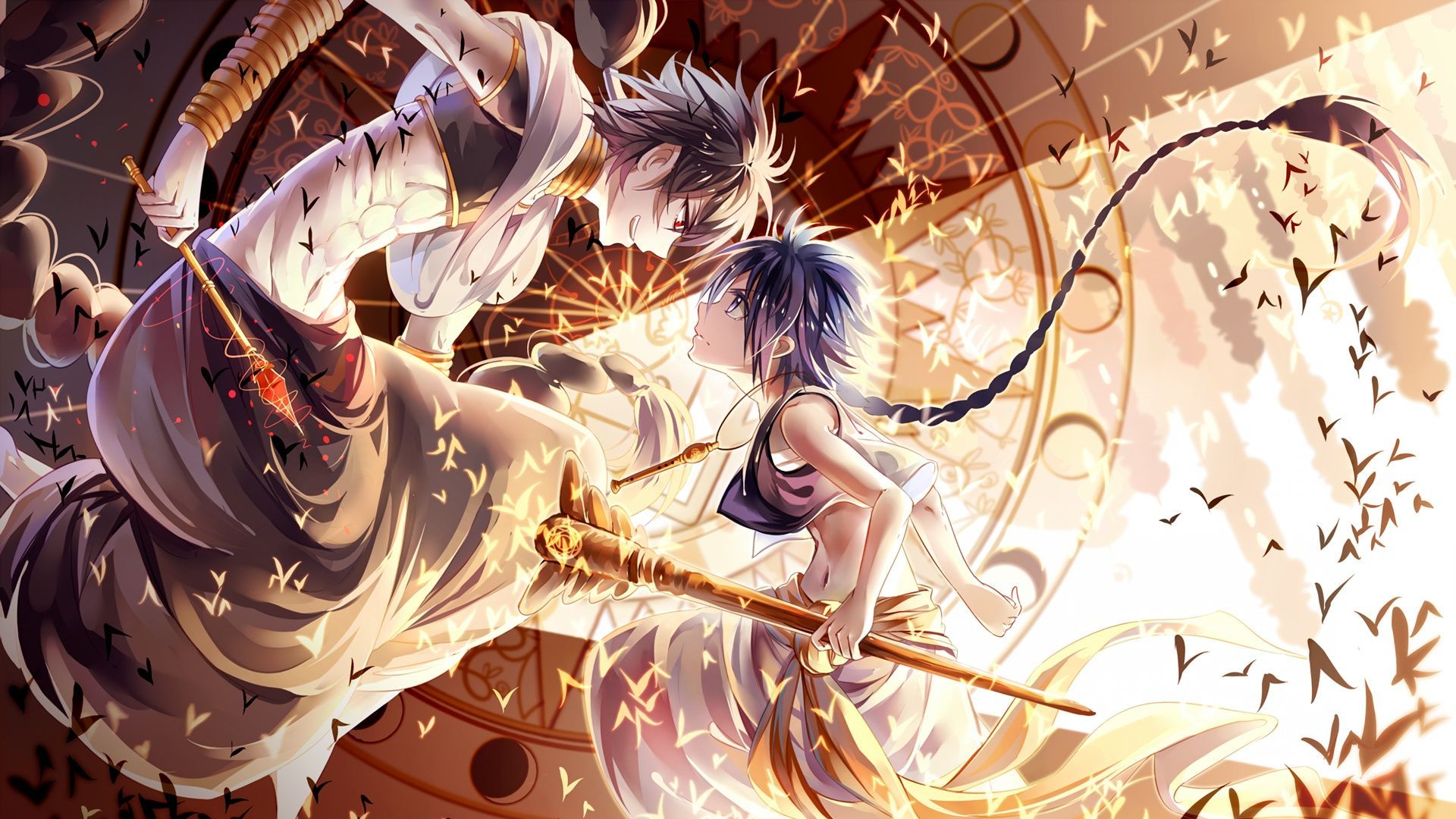 1920x1080 Wallpaper yellow, art, fight, boys