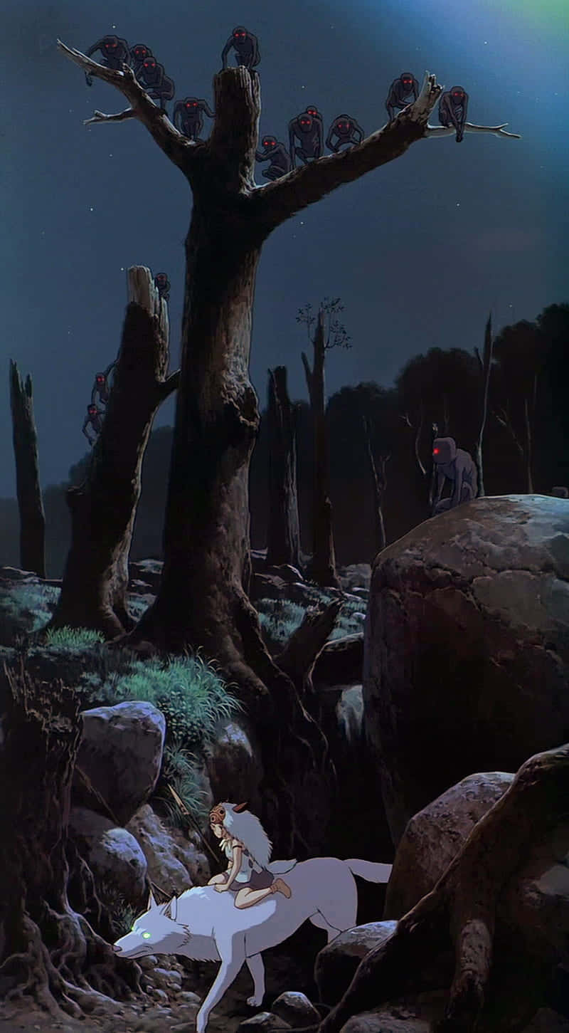 800x1451 Download Ghibli Nighttime Forest