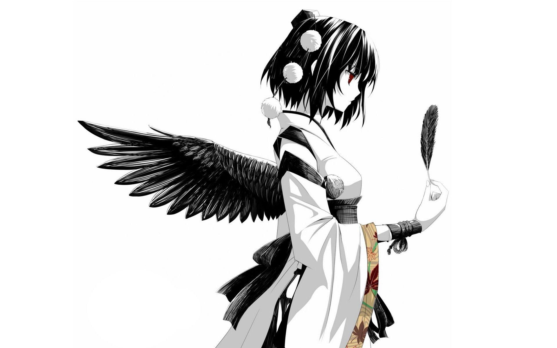 1920x1200 Black Hair Detached Sleeves Feathers Hats Japanese Clothes