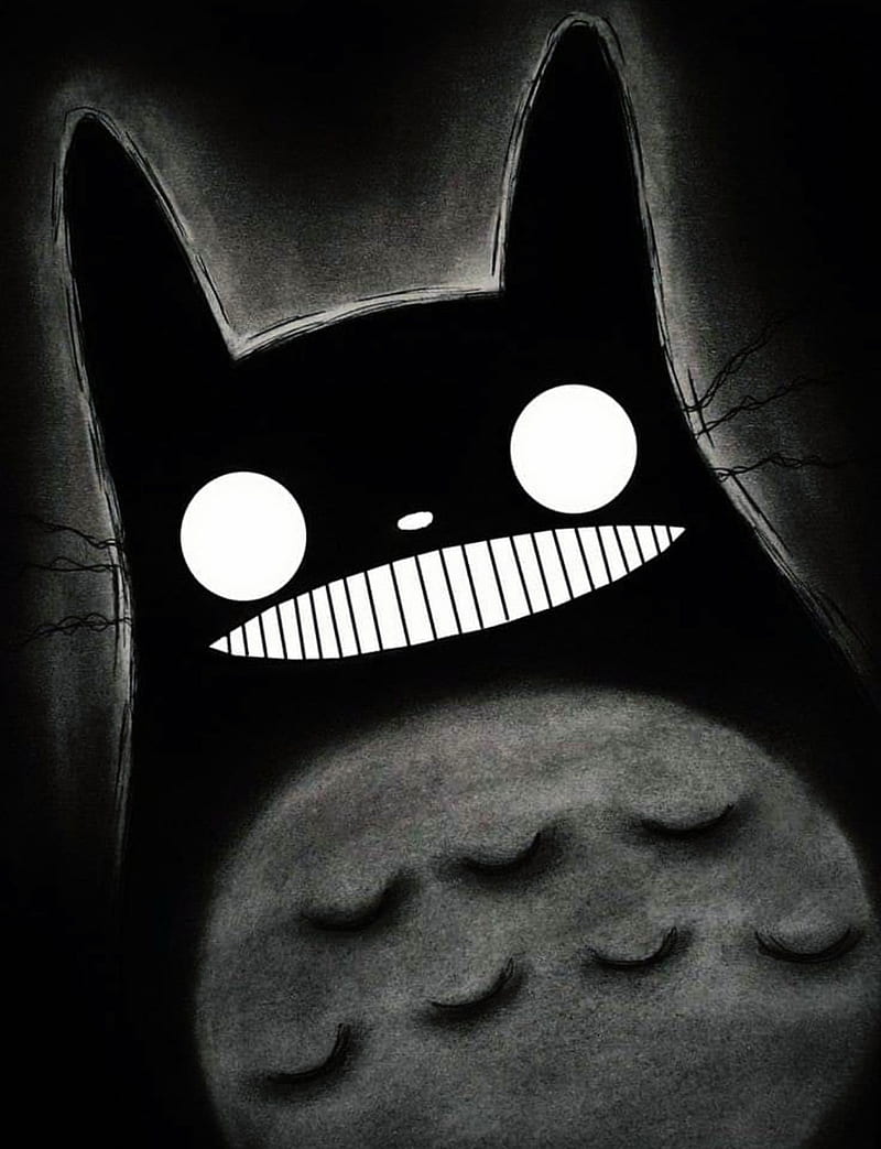 800x1043 Totoro, anime, dark, hayao miyazaki, my