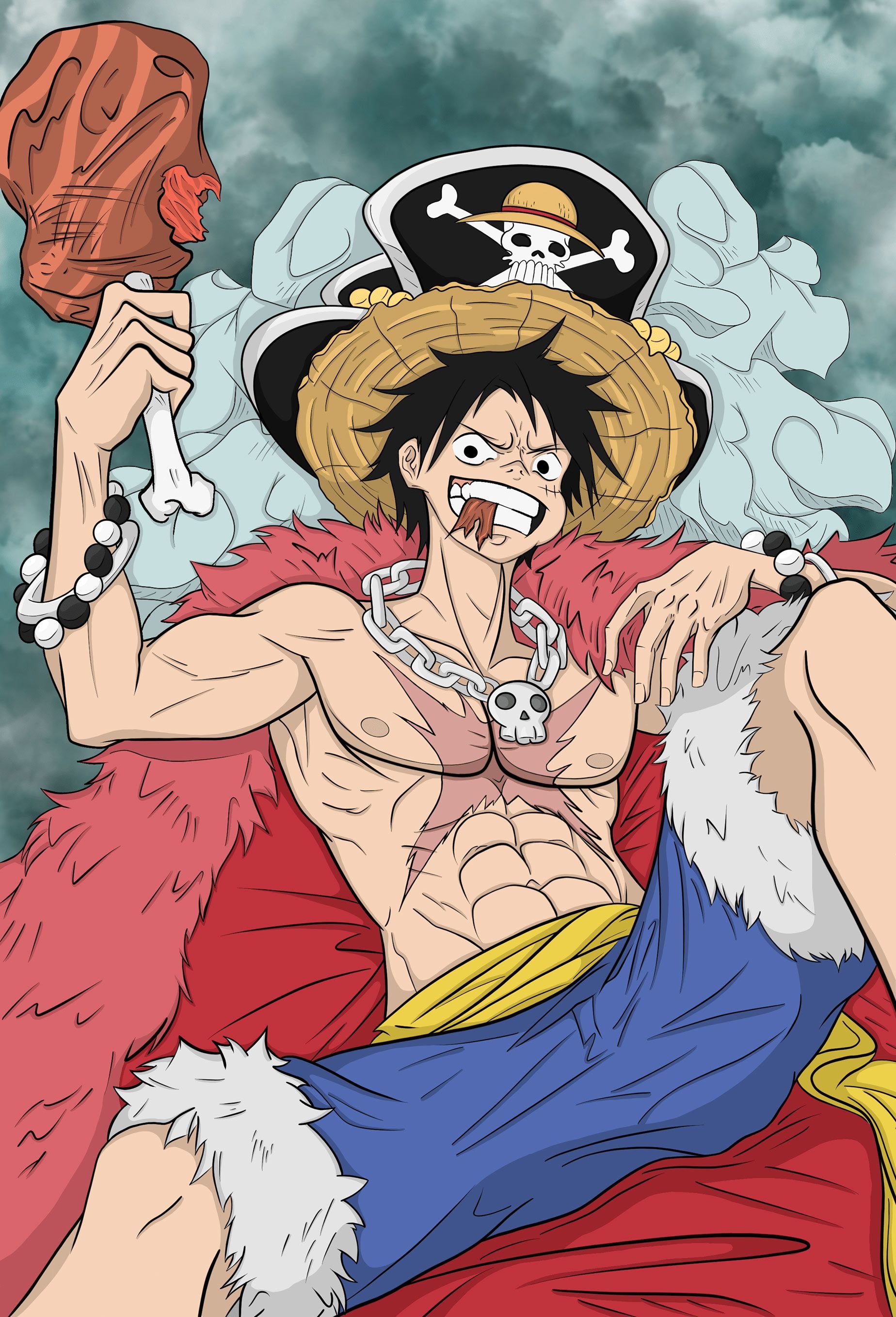 1848x2716 One Piece Luffy Epic 4K Wallpaper