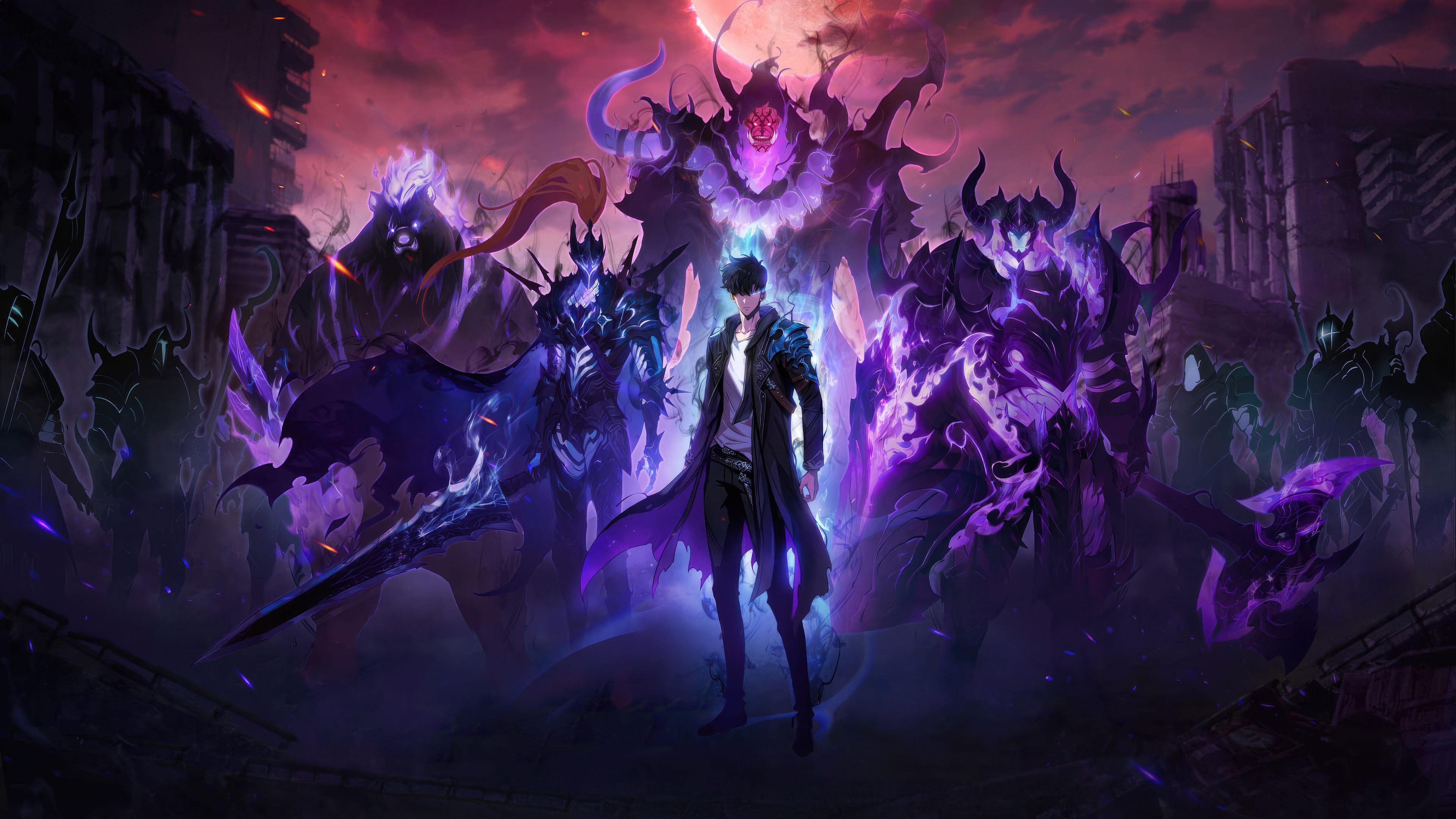 3840x2160 Solo Leveling 4K Ultra HD: Sung Jin Woo And Shadows Unleashed