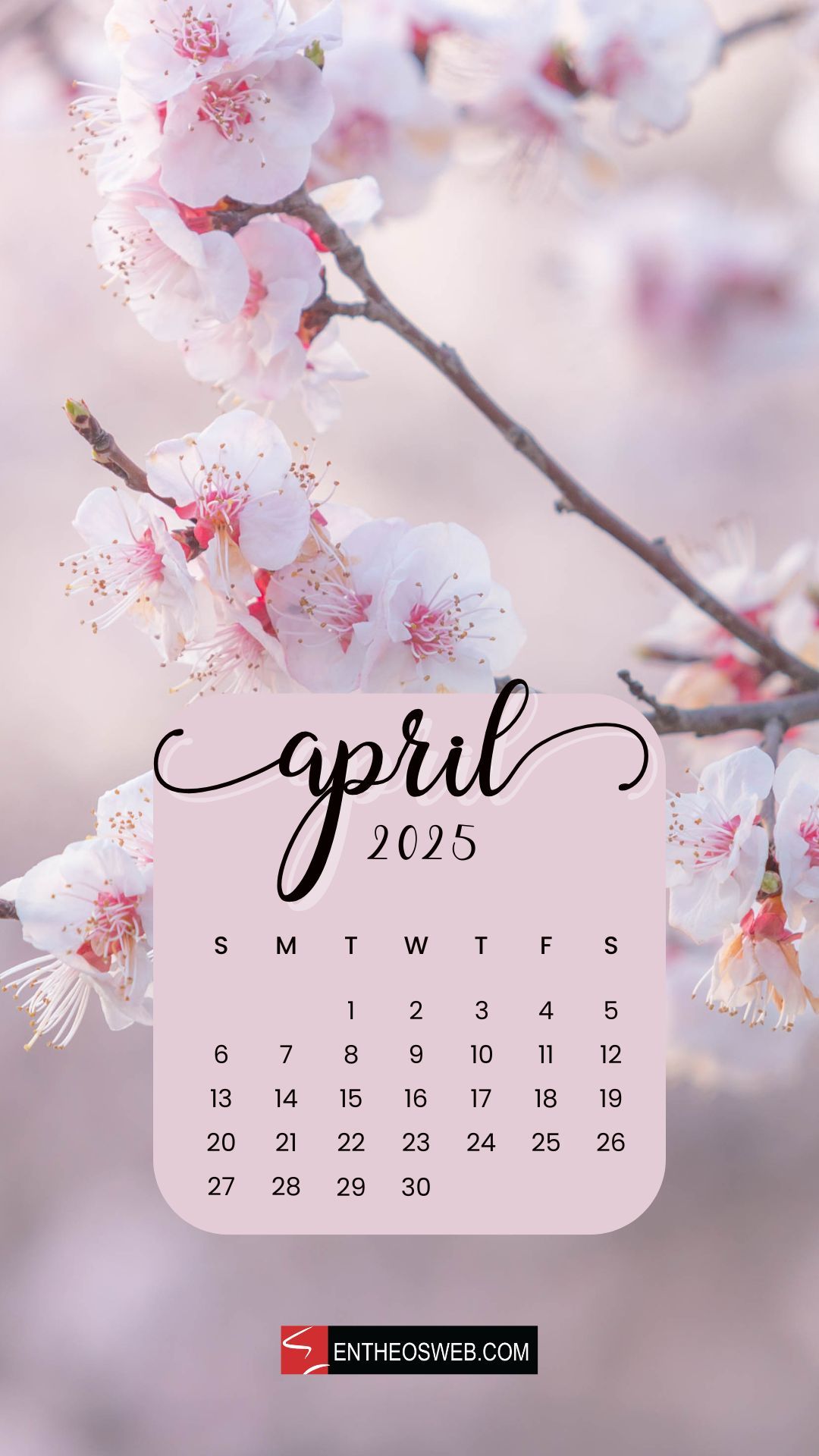 1080x1920 April 2025 Calendar Phone Wallpaper