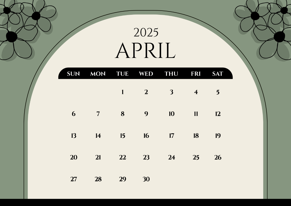 1200x851 April 2025 Calendar Wallpaper Template