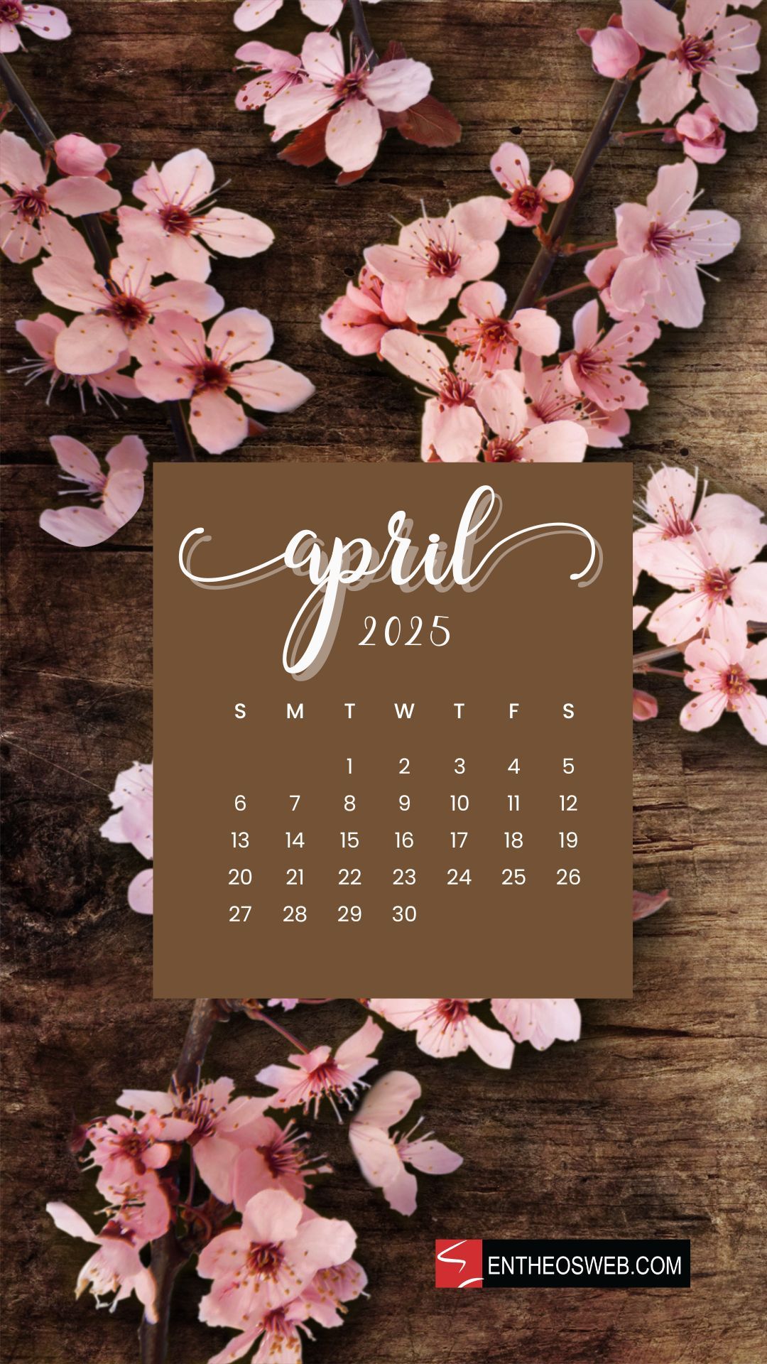 1080x1920 April 2025 Calendar Phone Wallpaper