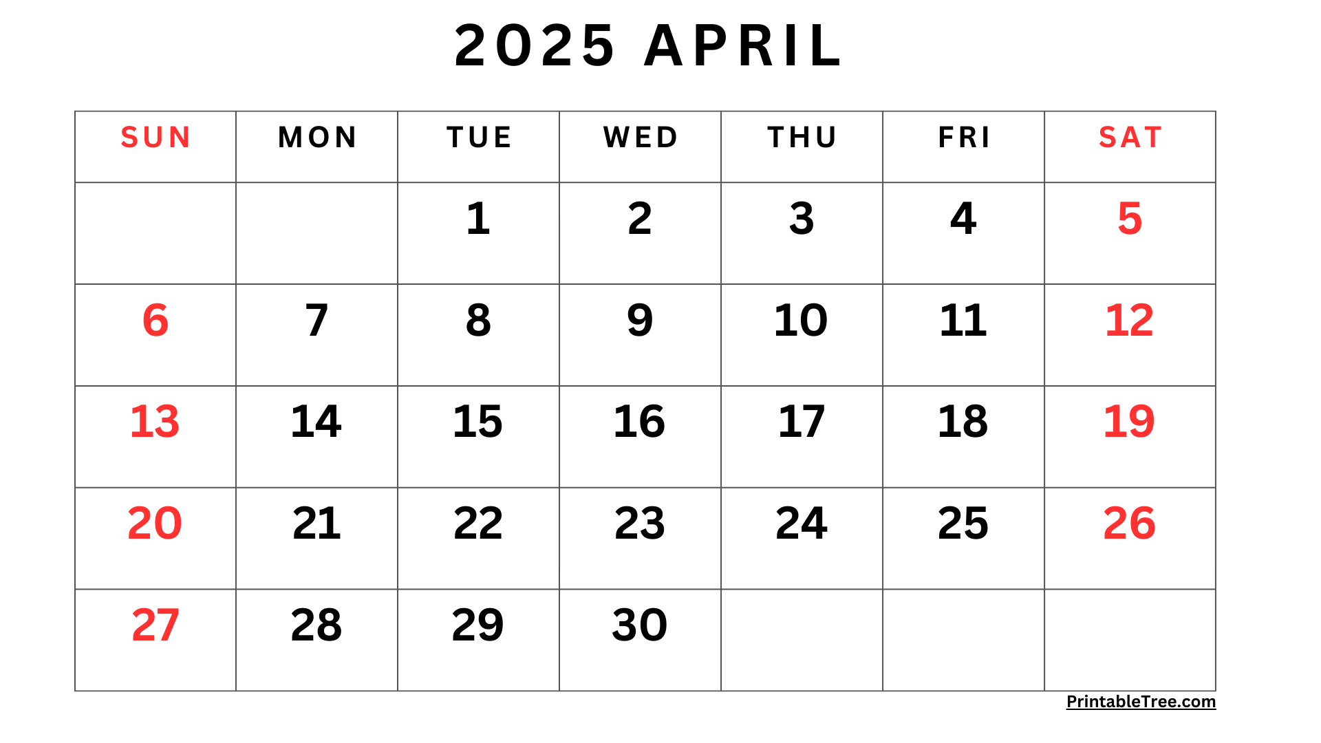 1920x1080 April 2025 Calendar Printable PDF