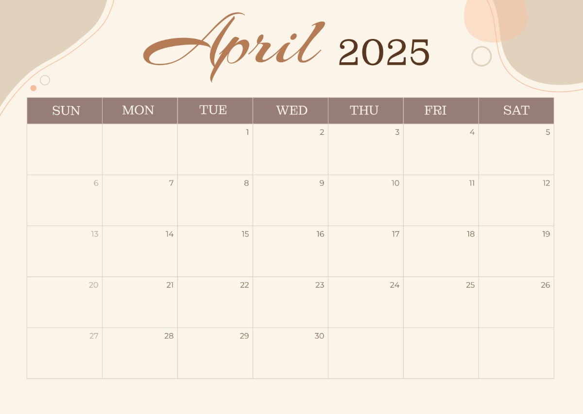 1200x851 April 2025 Calendar Wallpaper Template