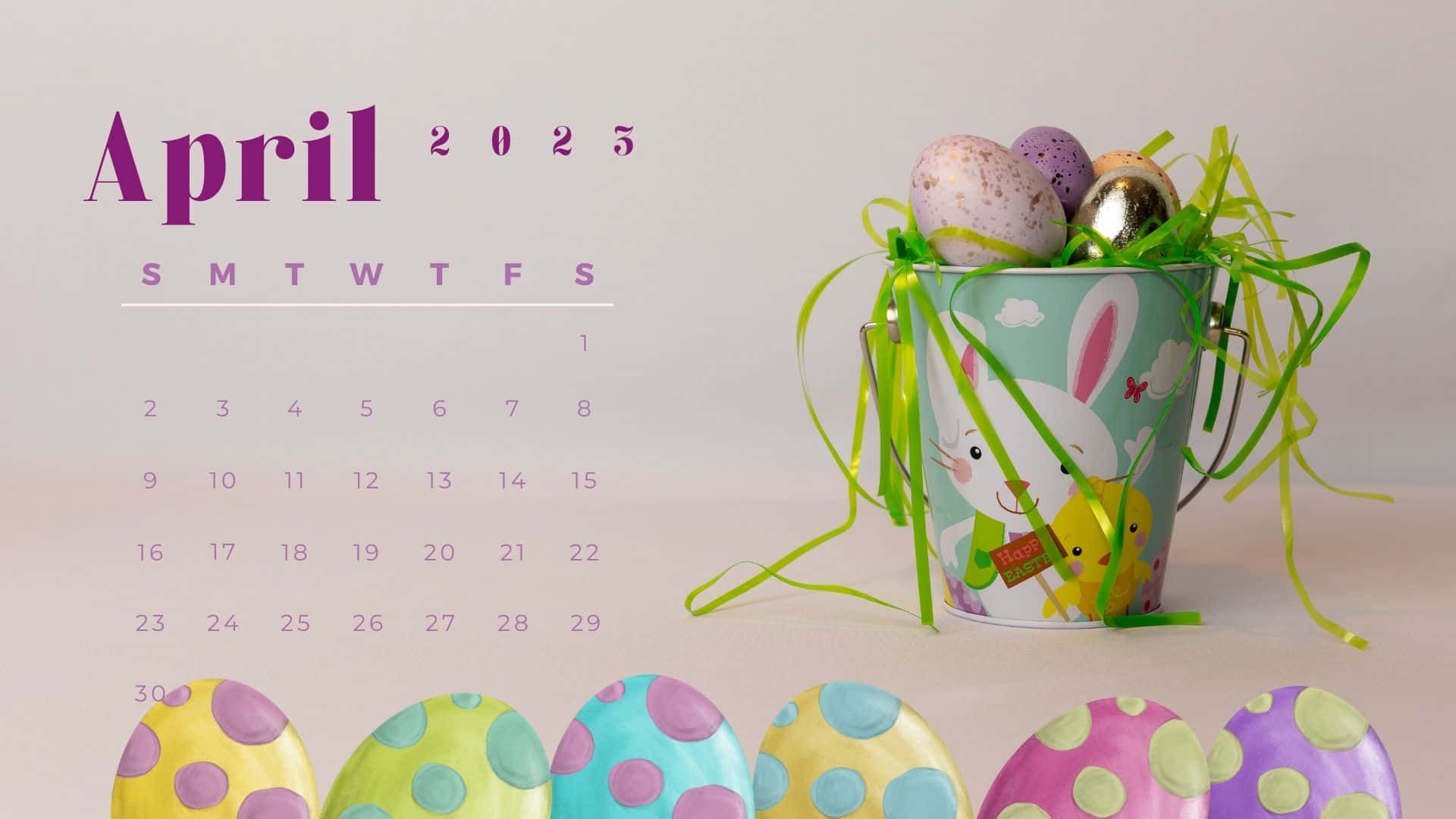 1920x1080 April 2020 Calendar With Easter Eggs
