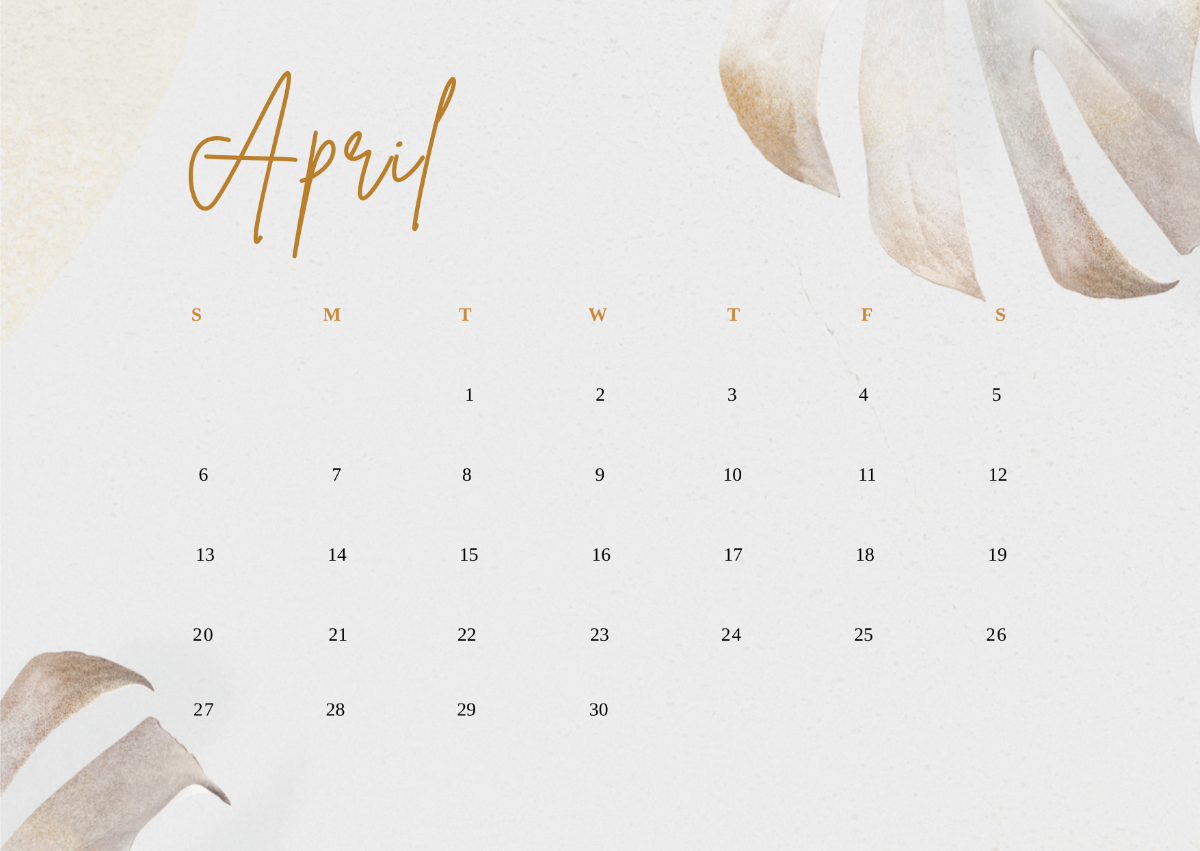 1200x851 April 2025 Calendar Wallpaper Template