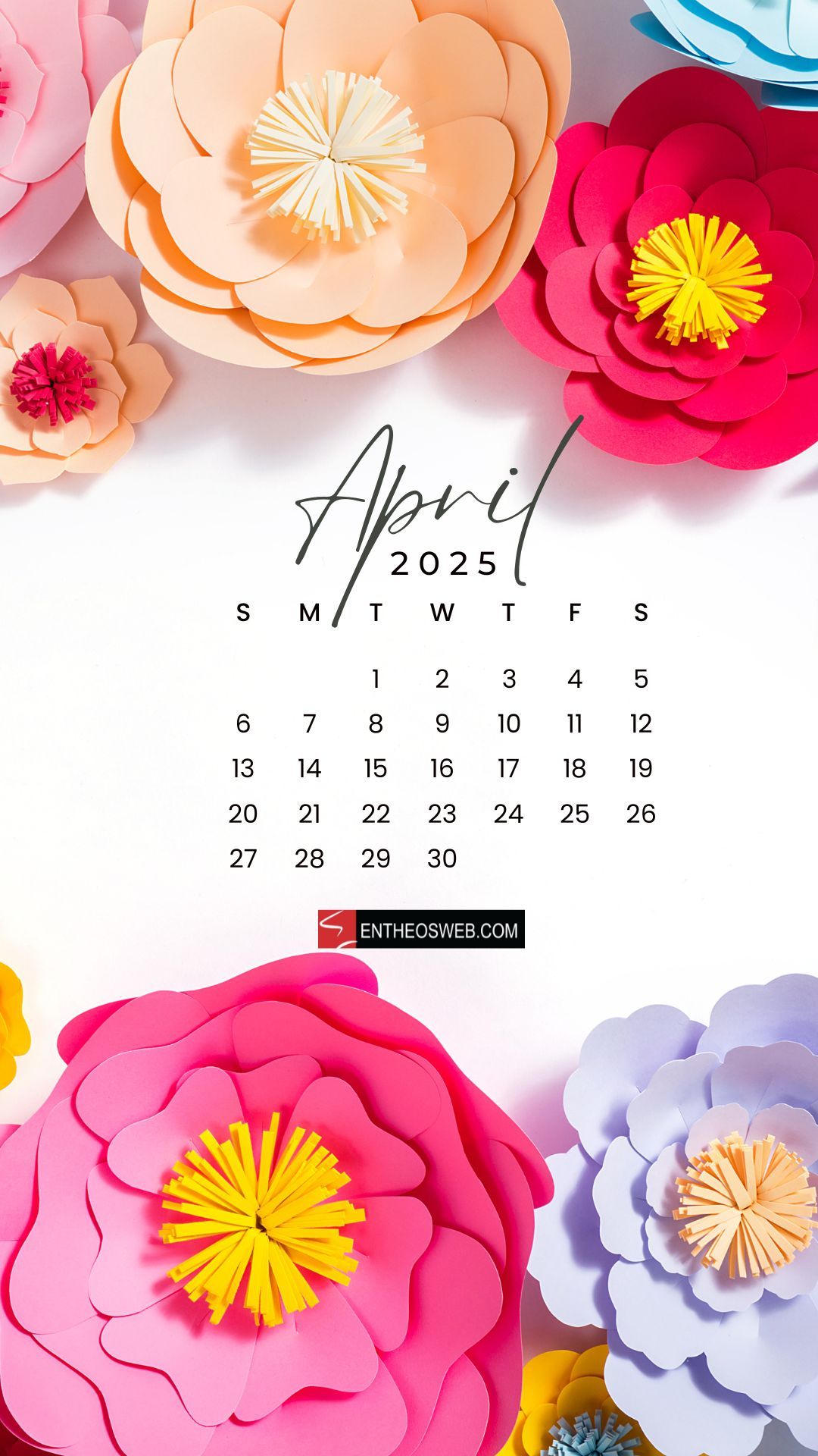 1080x1920 April 2025 Calendar Phone Wallpaper