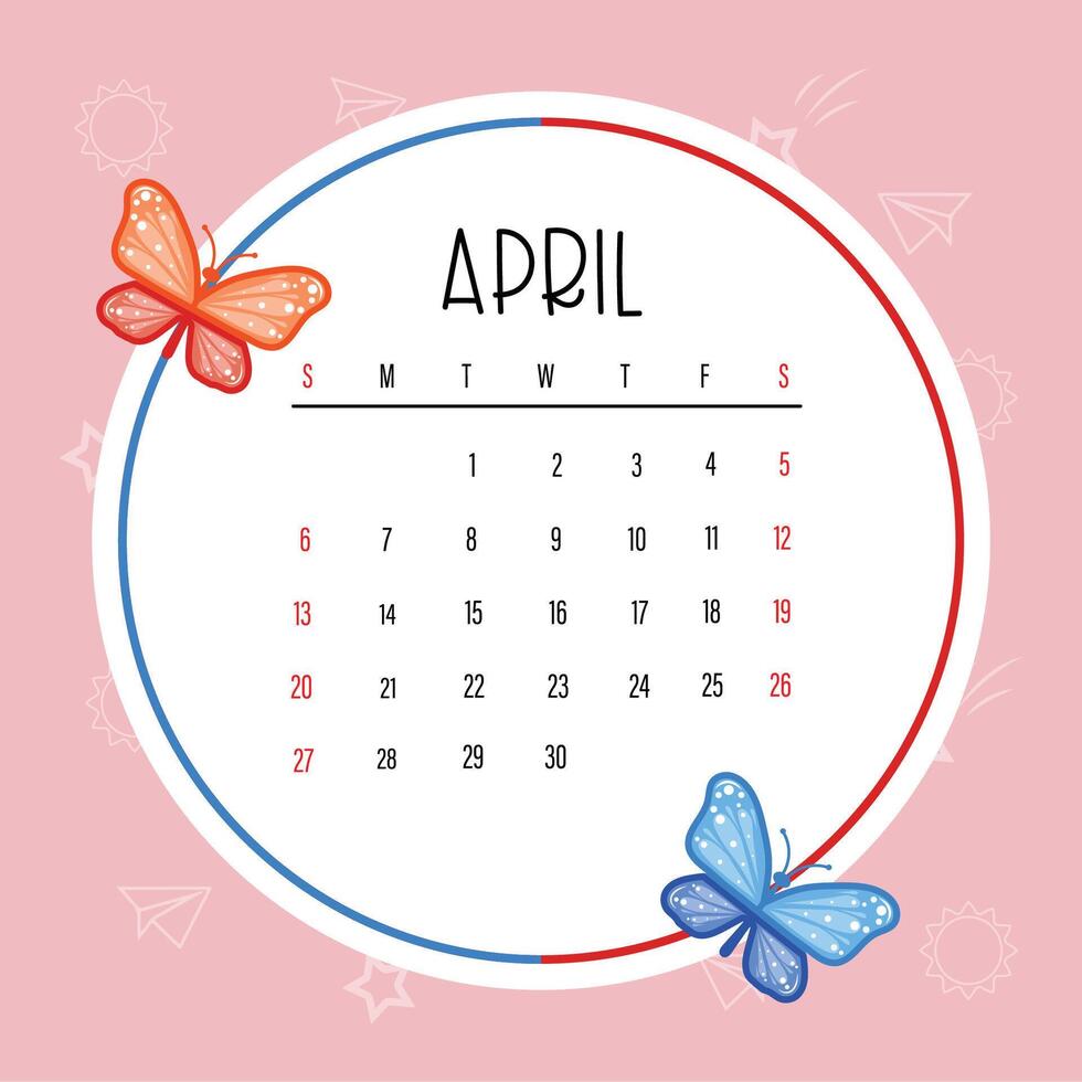 980x980 Colorful April 2025 Calendar Template